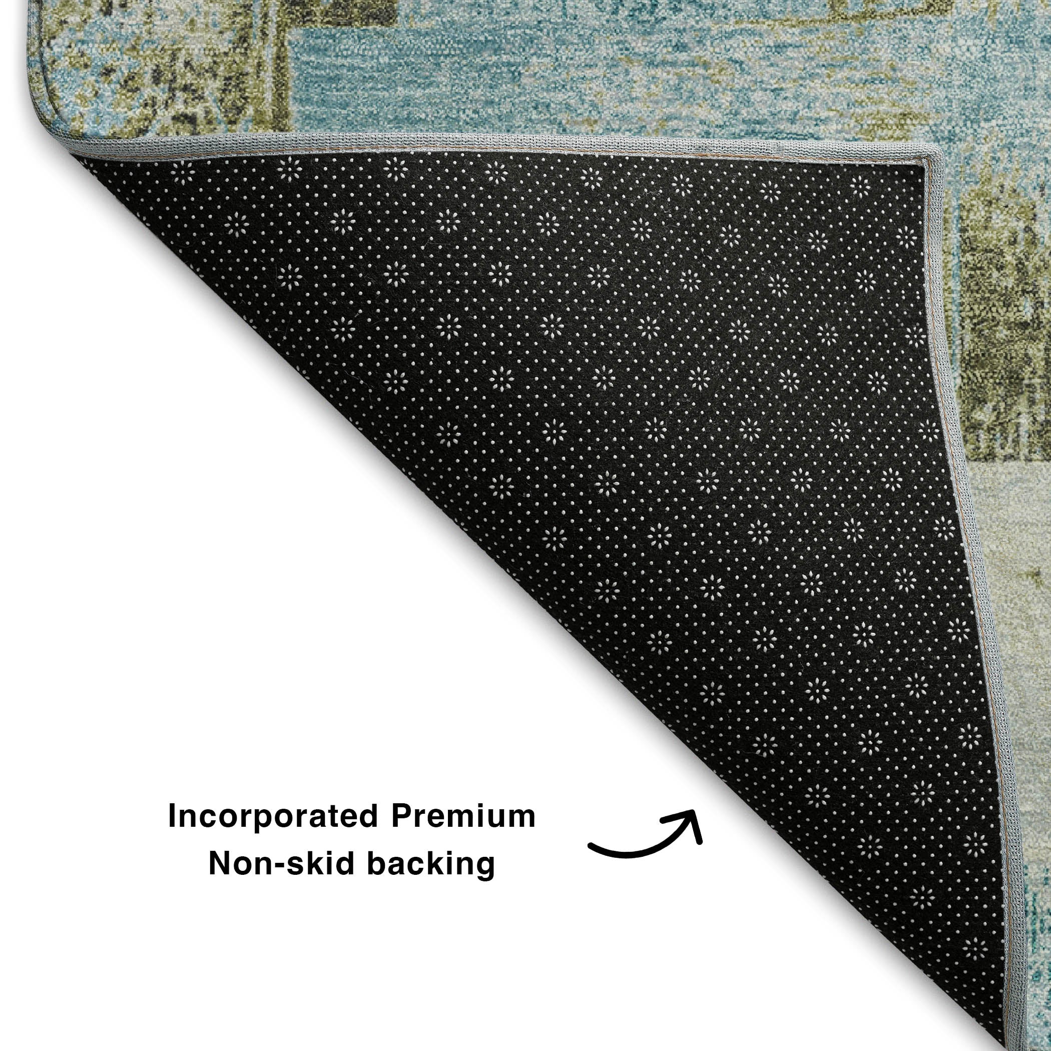 Vienna Machine Washable Transitional Teal Rug 1'8" x 2'6" #shape_Rectangle