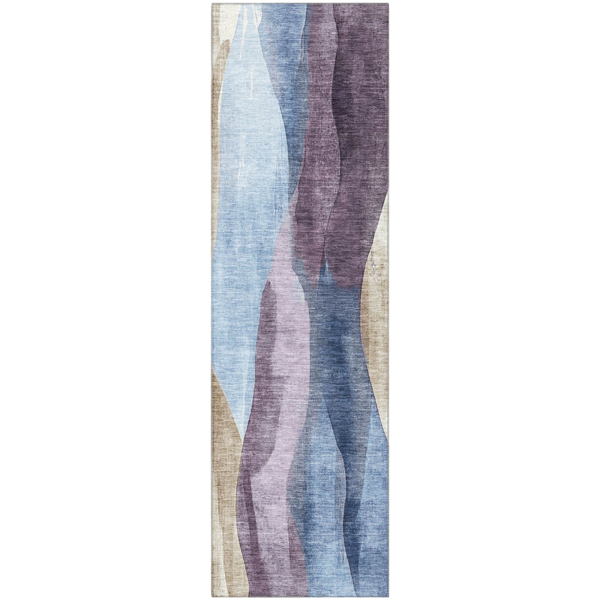 Santorini Machine Washable Transitional Denim Blue Rug 2'3" x 7'6" #shape_Runner