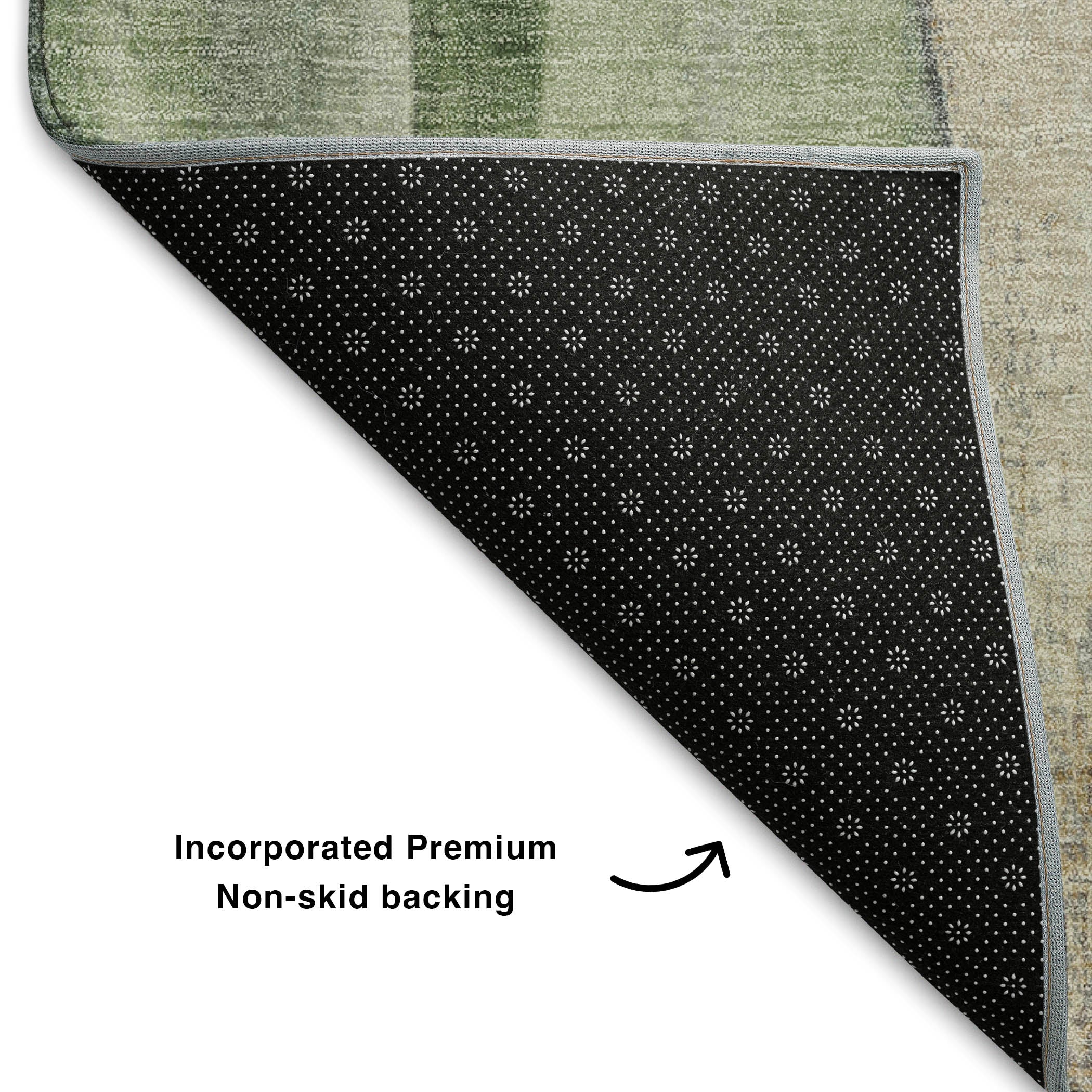 Santorini Machine Washable Transitional Fern Green Rug 1'8" x 2'6" #shape_Rectangle