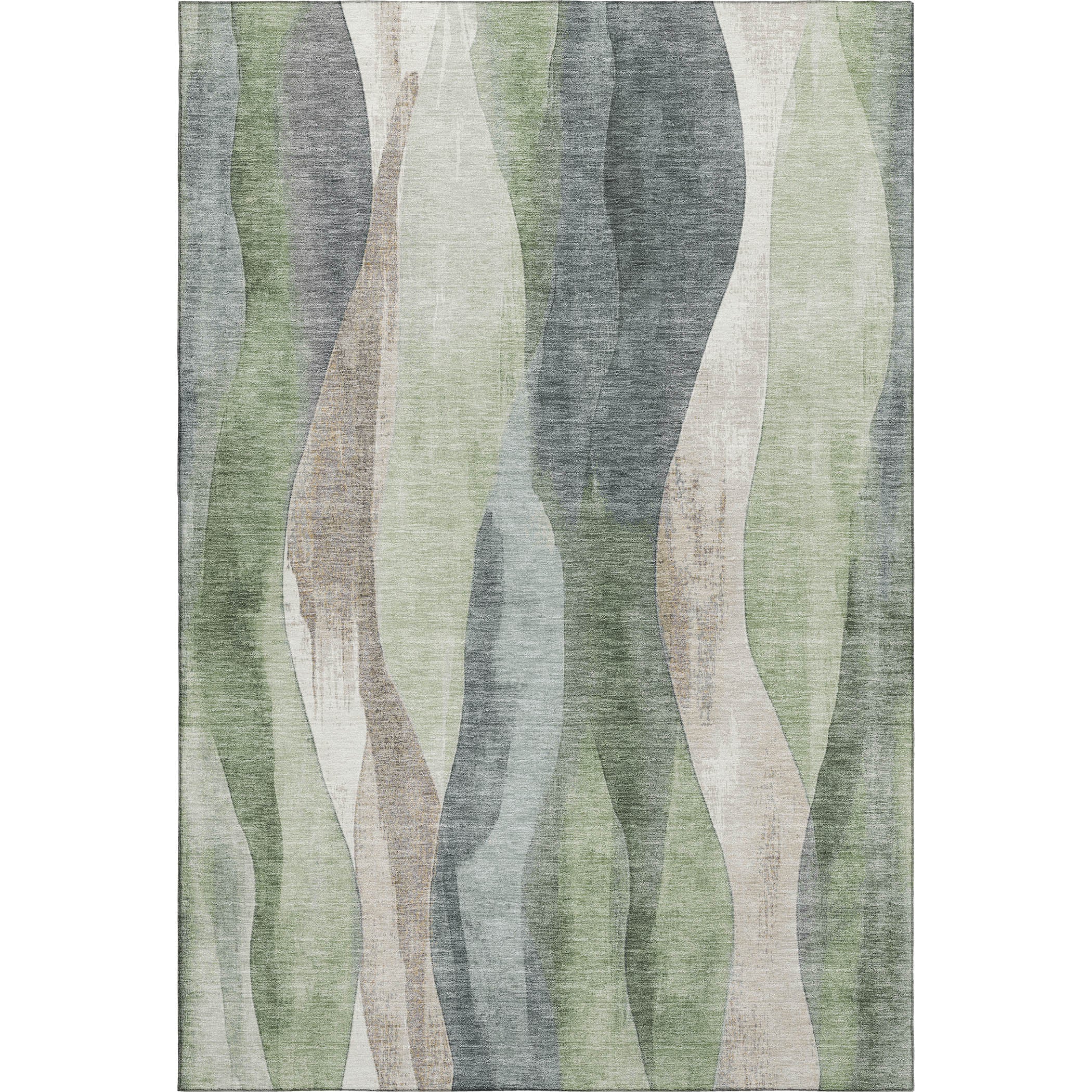 Santorini Machine Washable Transitional Fern Green Rug 2'6" x 3'10" #shape_Rectangle