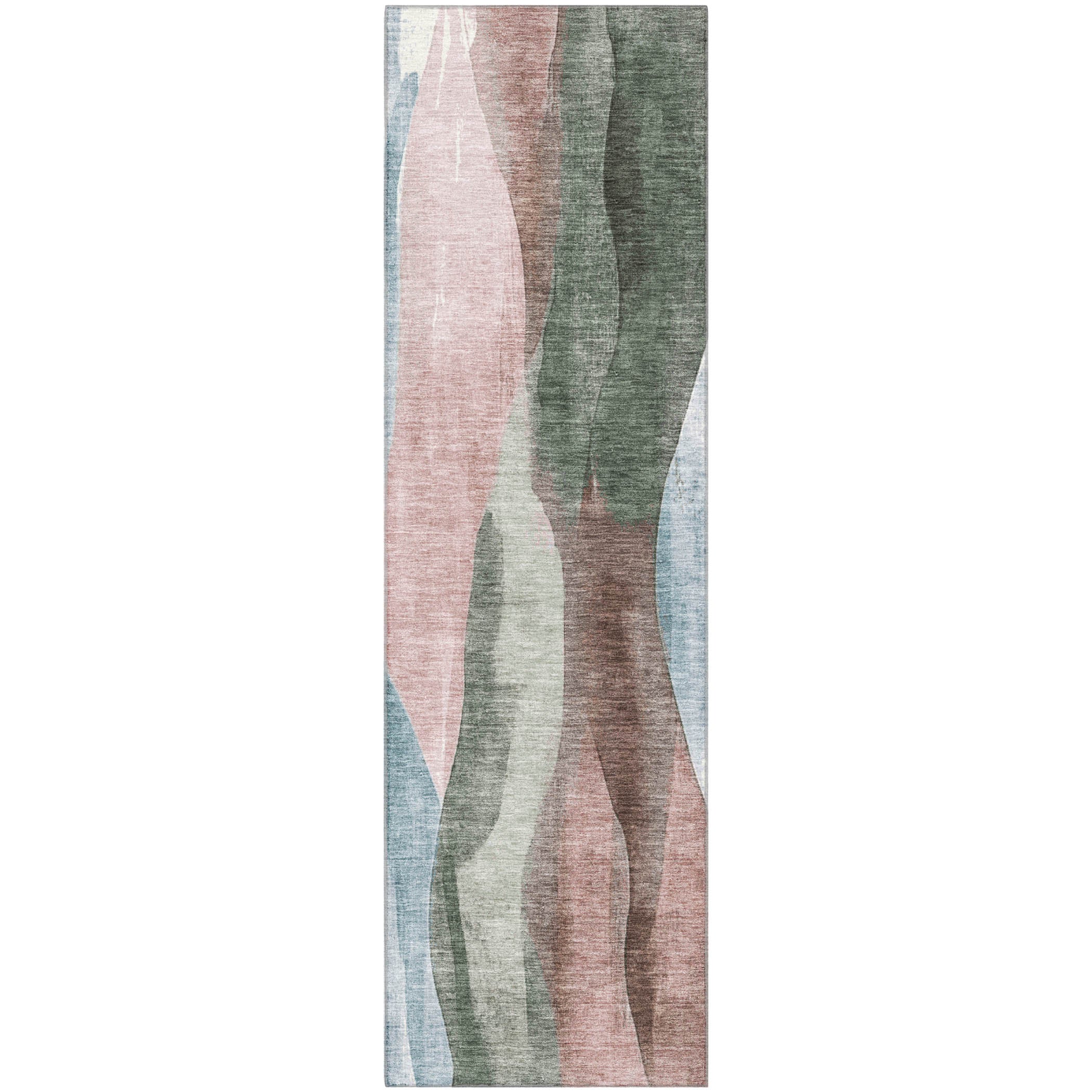 Santorini Machine Washable Transitional Salmon Orange Rug 2'3" x 7'6" #shape_Runner