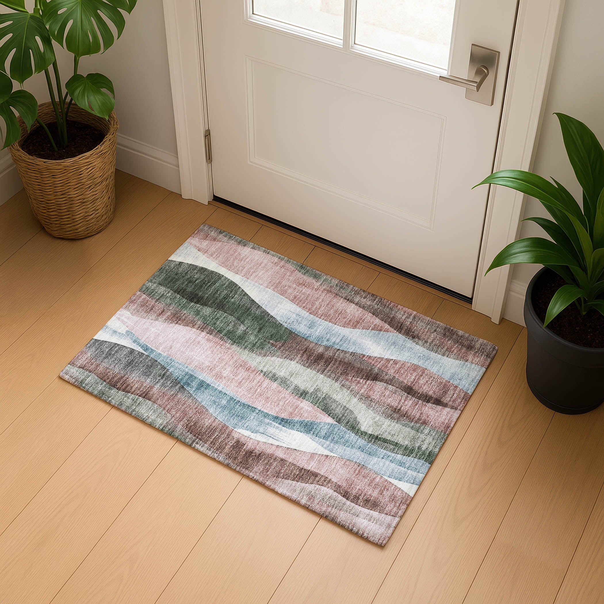 Santorini Machine Washable Transitional Salmon Orange Rug 1'8" x 2'6" #shape_Rectangle
