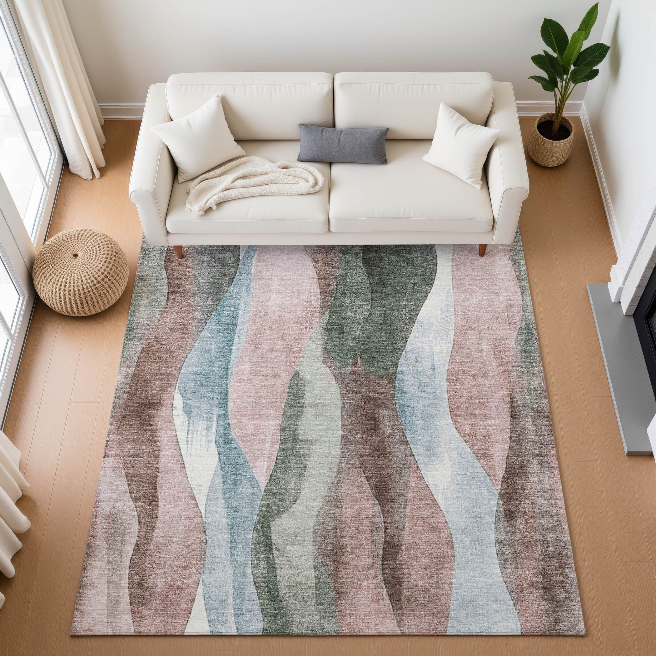 Santorini Machine Washable Transitional Salmon Orange Rug 2'6" x 3'10" #shape_Rectangle