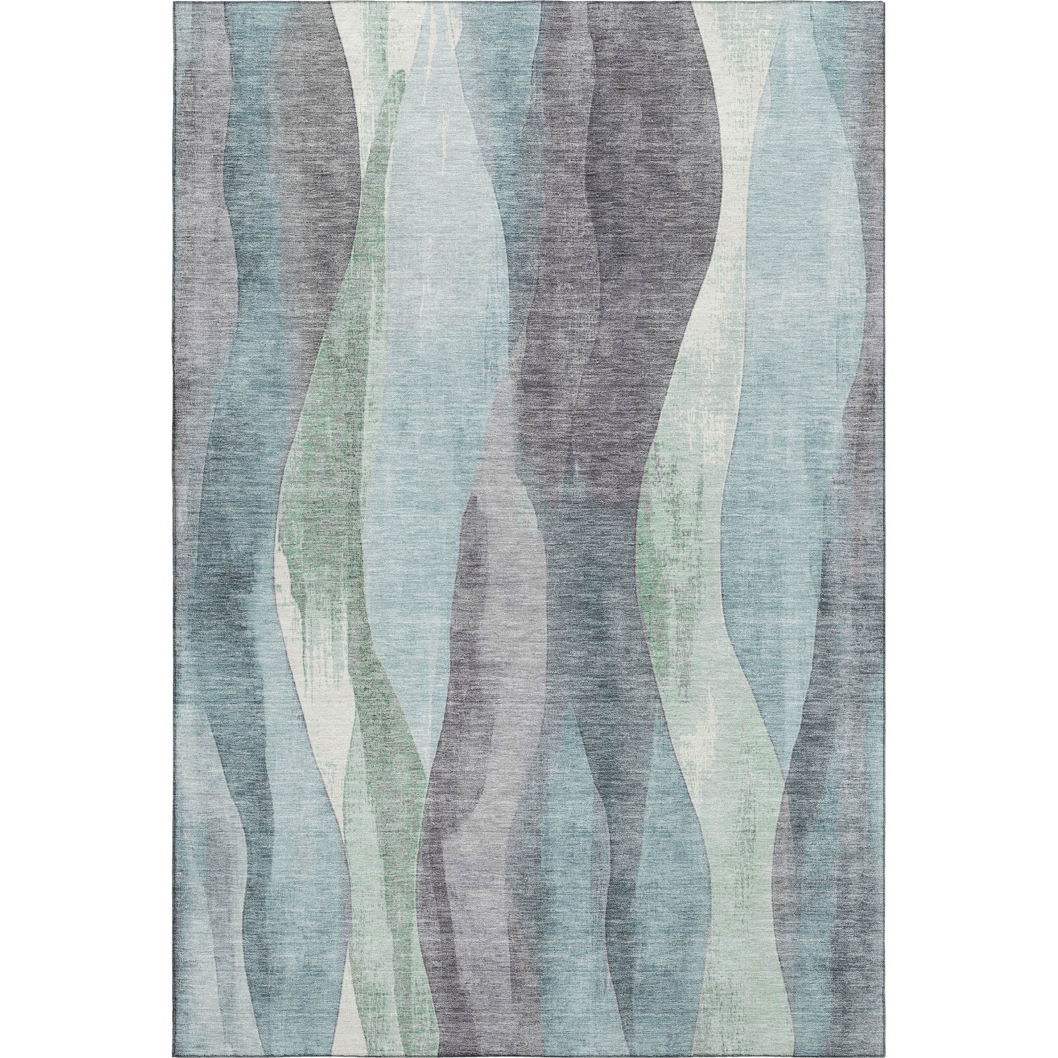 Santorini Machine Washable Transitional Teal Rug 2'6" x 3'10" #shape_Rectangle