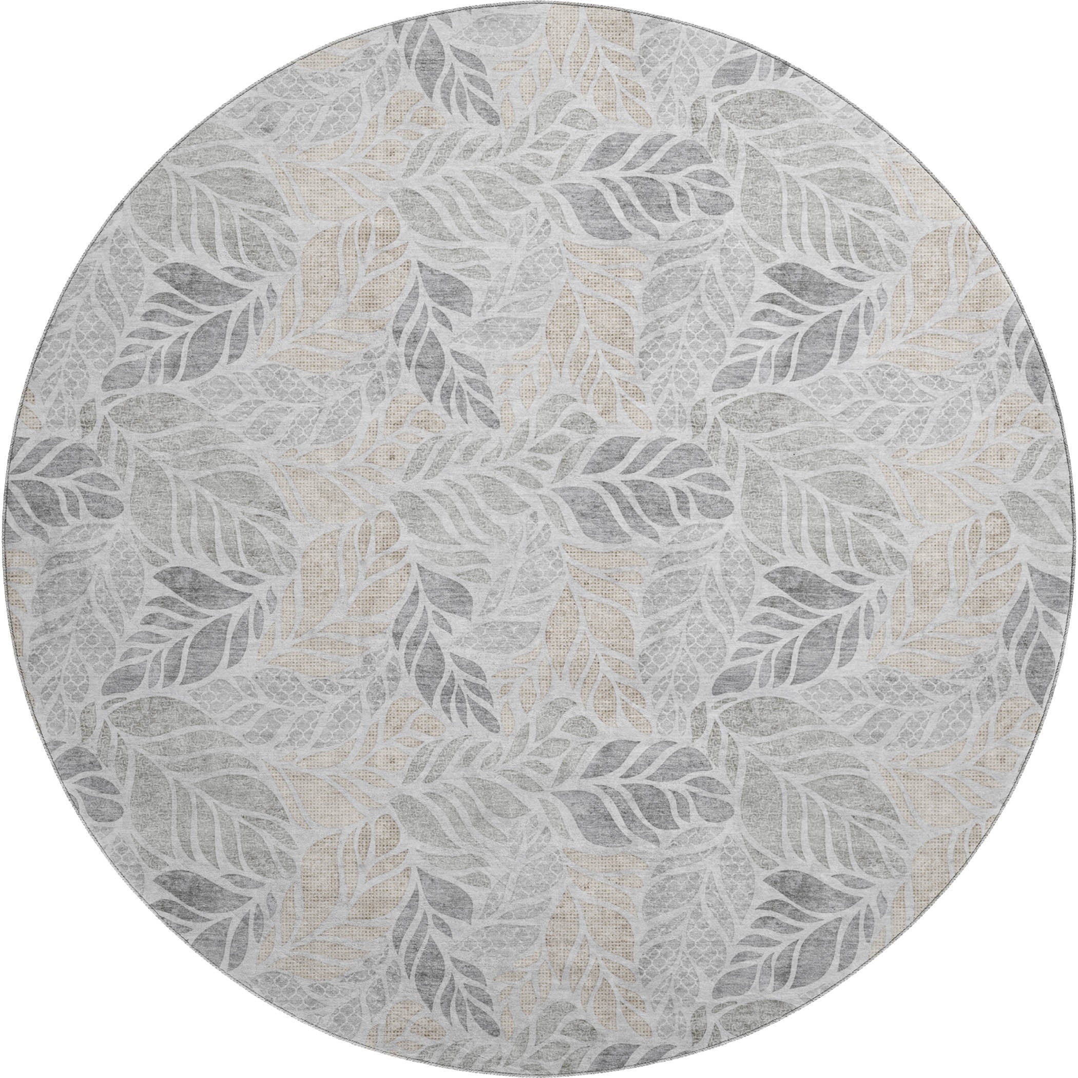 Lucerne Machine Washable Tropical Fog Gray Rug 8' x 8' #shape_Round