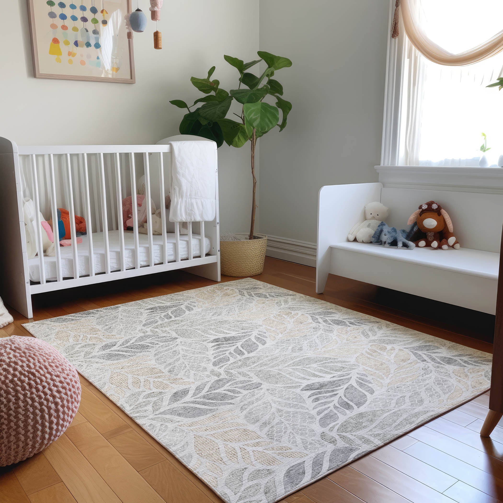 Lucerne Machine Washable Tropical Fog Gray Rug 2'6" x 3'10" #shape_Rectangle