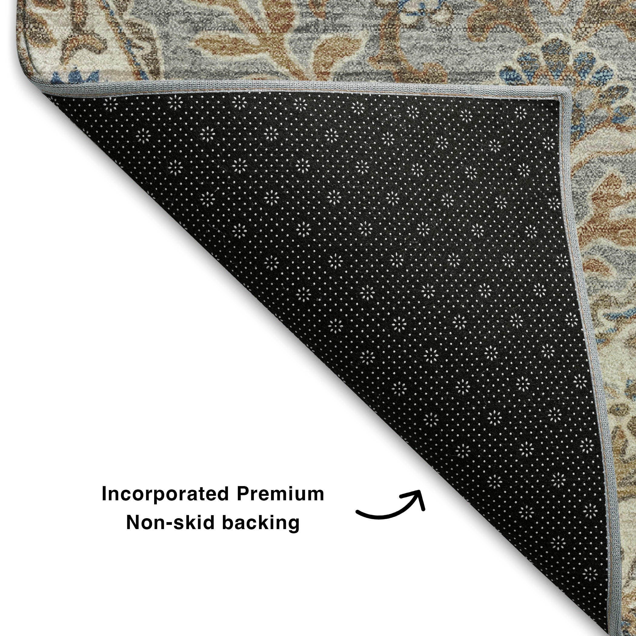 Florence Machine Washable Traditional Beige Brown Rug 1'8" x 2'6" #shape_Rectangle