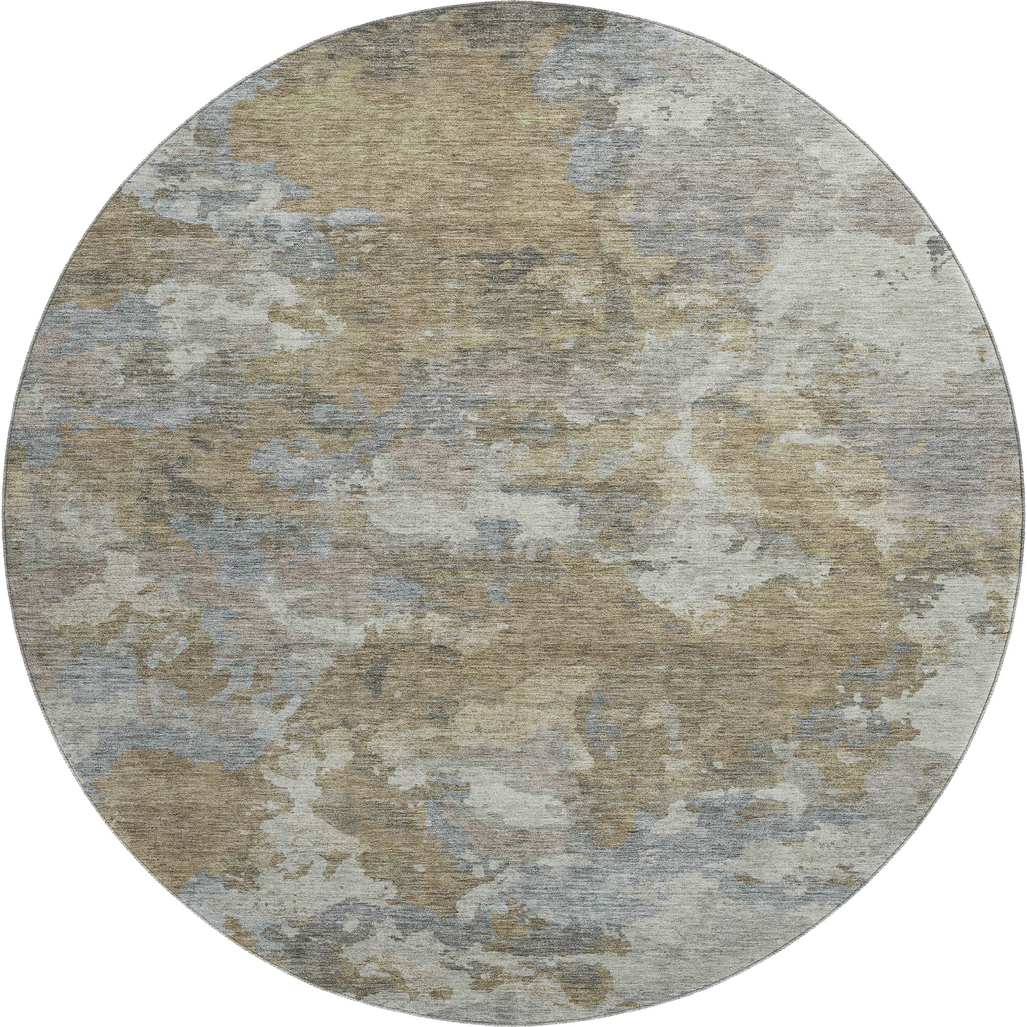 Chiang Mai Machine Washable Transitional Gold Rug 8' x 8' #shape_Round