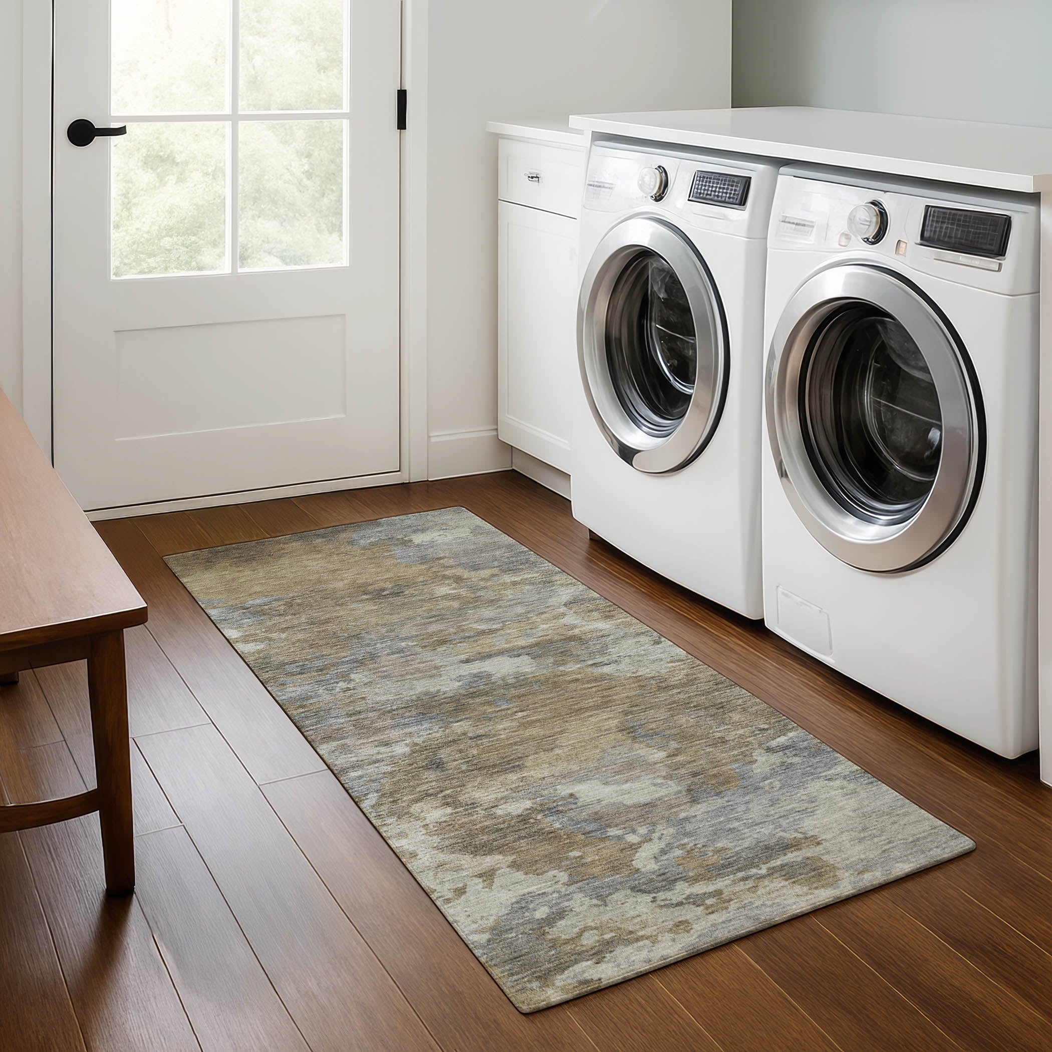 Chiang Mai Machine Washable Transitional Gold Rug 2'3" x 7'6" #shape_Runner