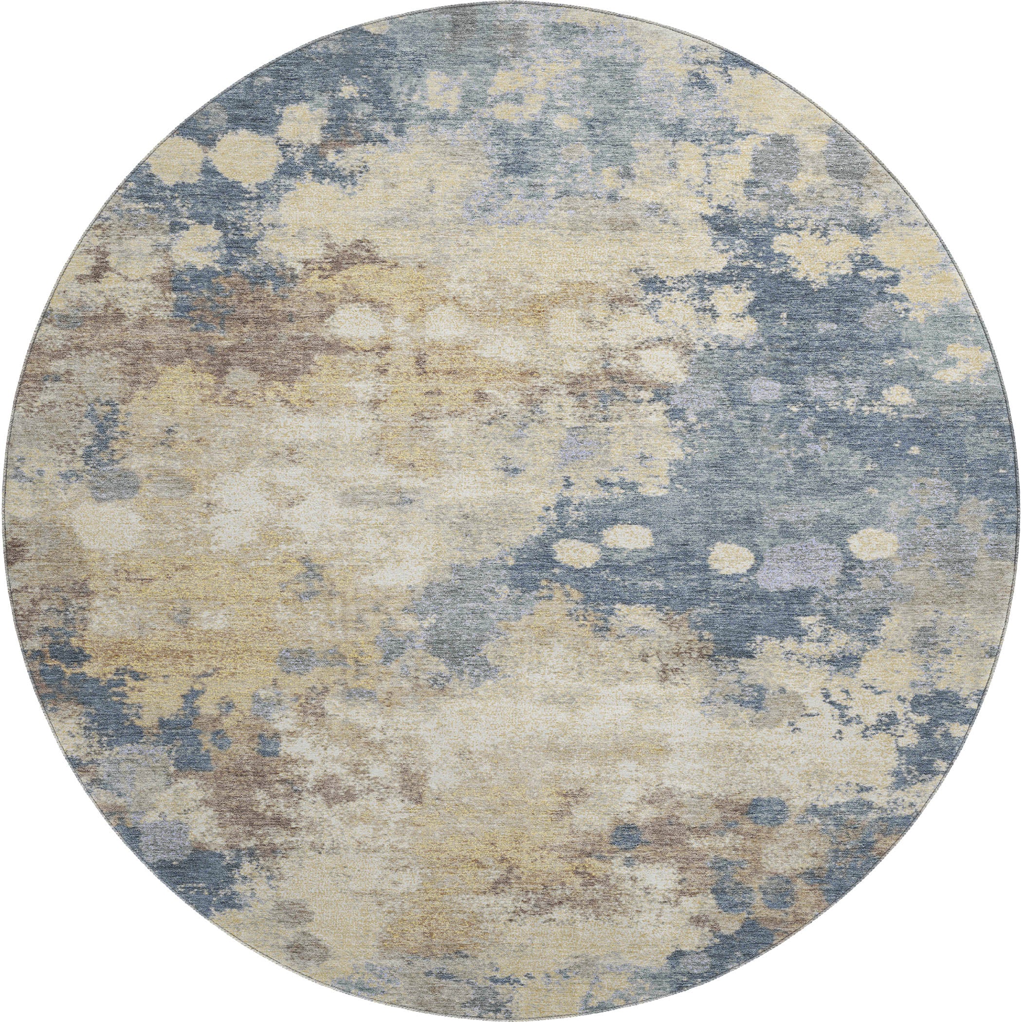 Kathmandu Machine Washable Transitional Gold Rug 8' x 8' #shape_Round
