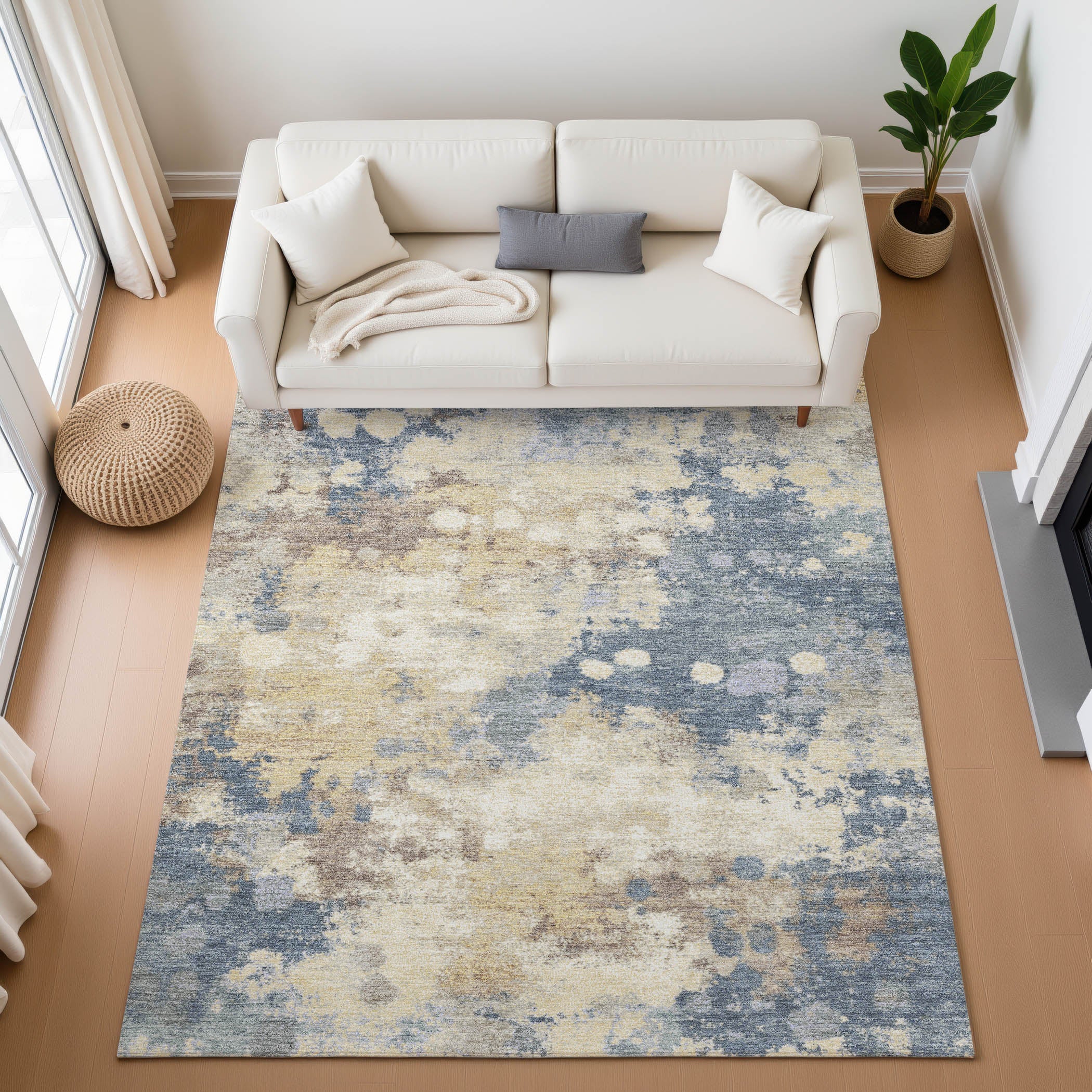 Kathmandu Machine Washable Transitional Gold Rug 2'6" x 3'10" #shape_Rectangle