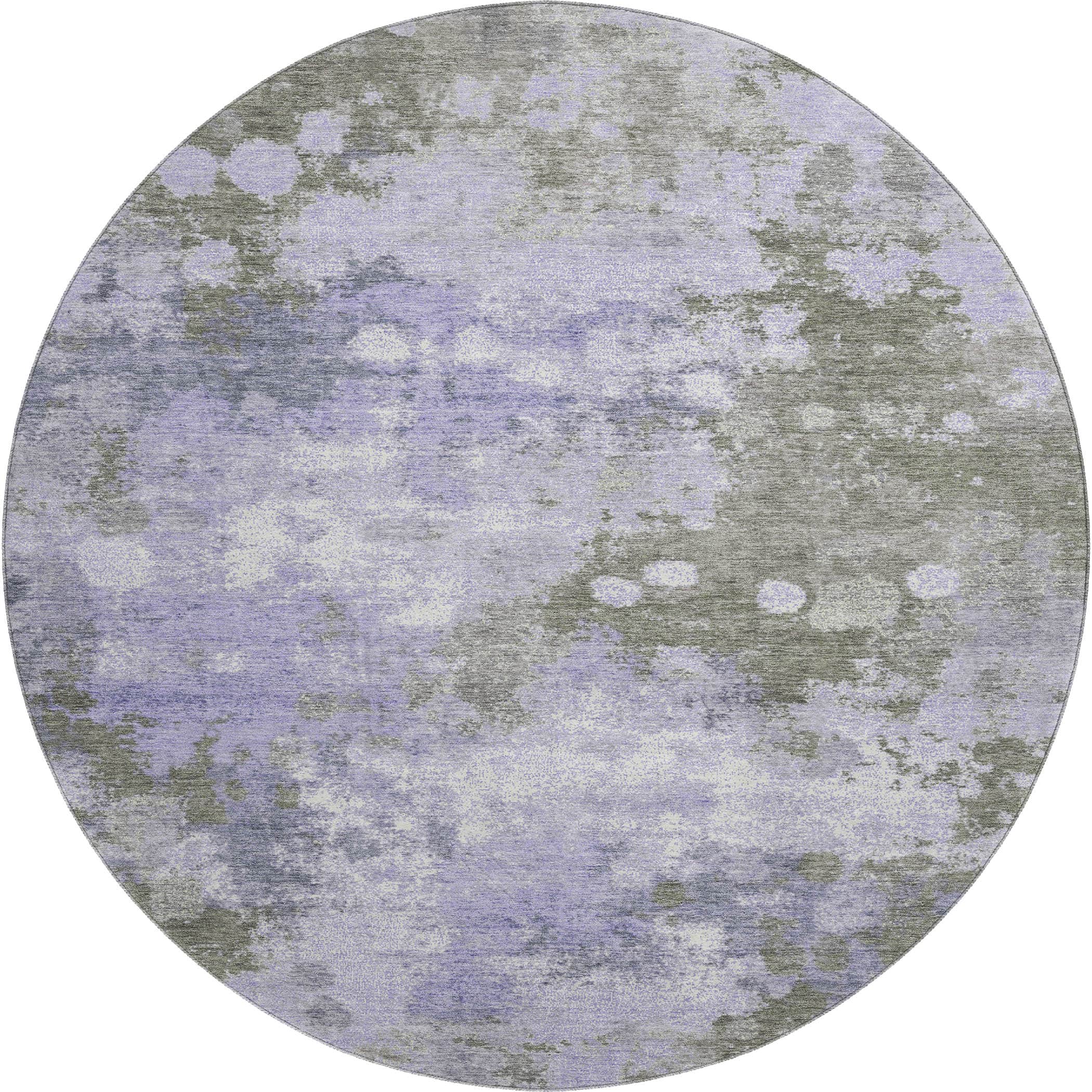 Kathmandu Machine Washable Transitional Lavender Purple Rug 8' x 8' #shape_Round