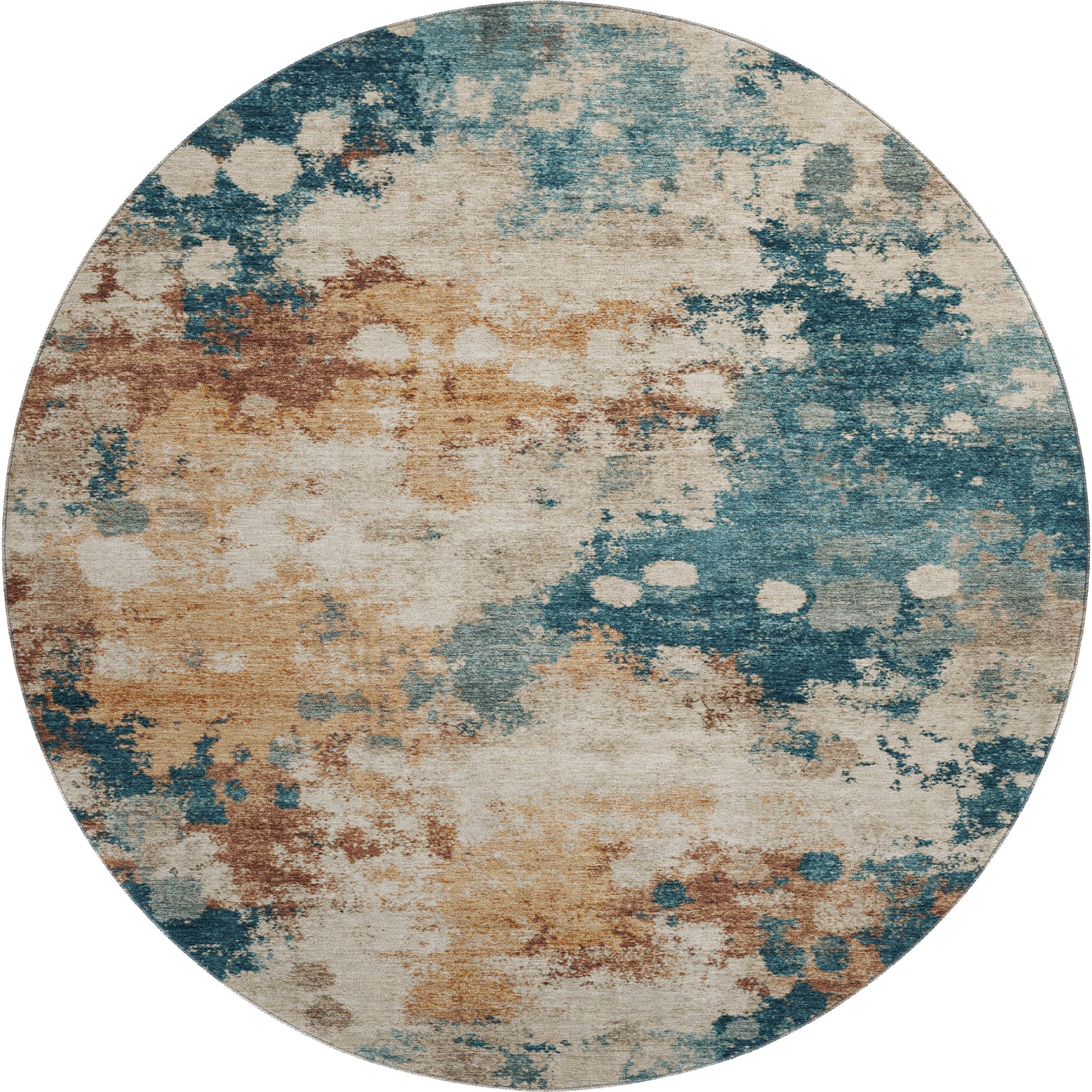 Kathmandu Machine Washable Transitional Putty Ivory Rug 8' x 8' #shape_Round