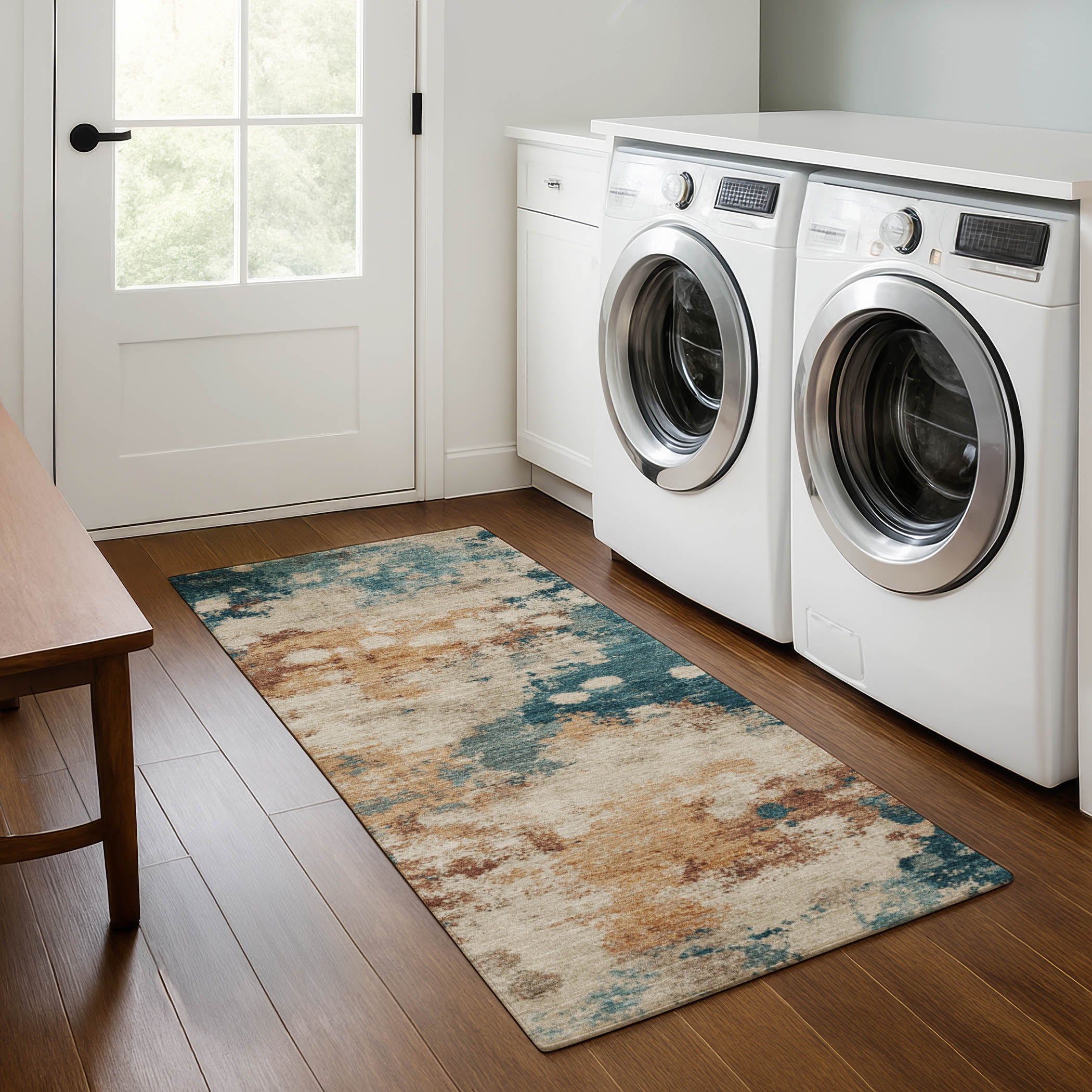 Kathmandu Machine Washable Transitional Putty Ivory Rug 2'3" x 7'6" #shape_Runner