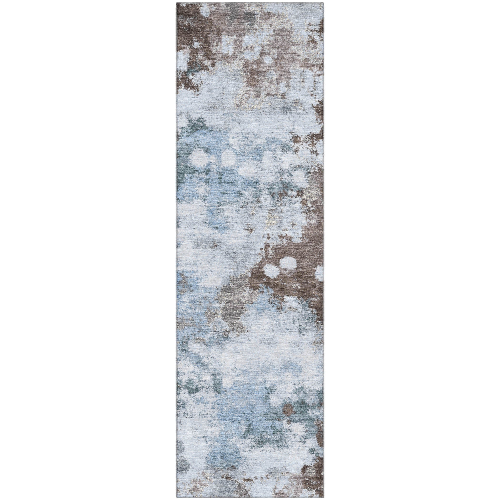 Kathmandu Machine Washable Transitional Sky Blue Rug 2'3" x 7'6" #shape_Runner