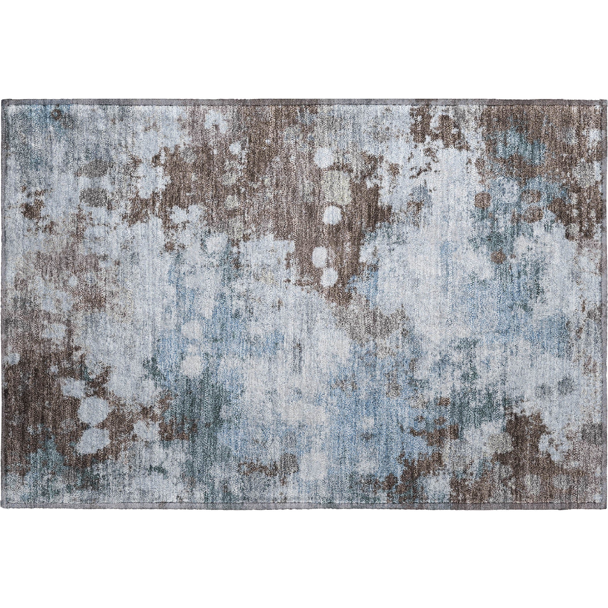 Kathmandu Machine Washable Transitional Sky Blue Rug 1'8" x 2'6" #shape_Rectangle