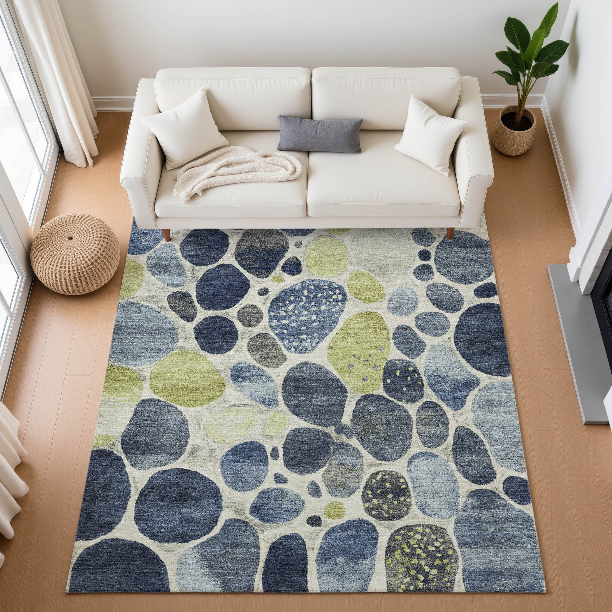 Ghent Machine Washable Transitional Denim Blue Rug 2'6" x 3'10" #shape_Rectangle