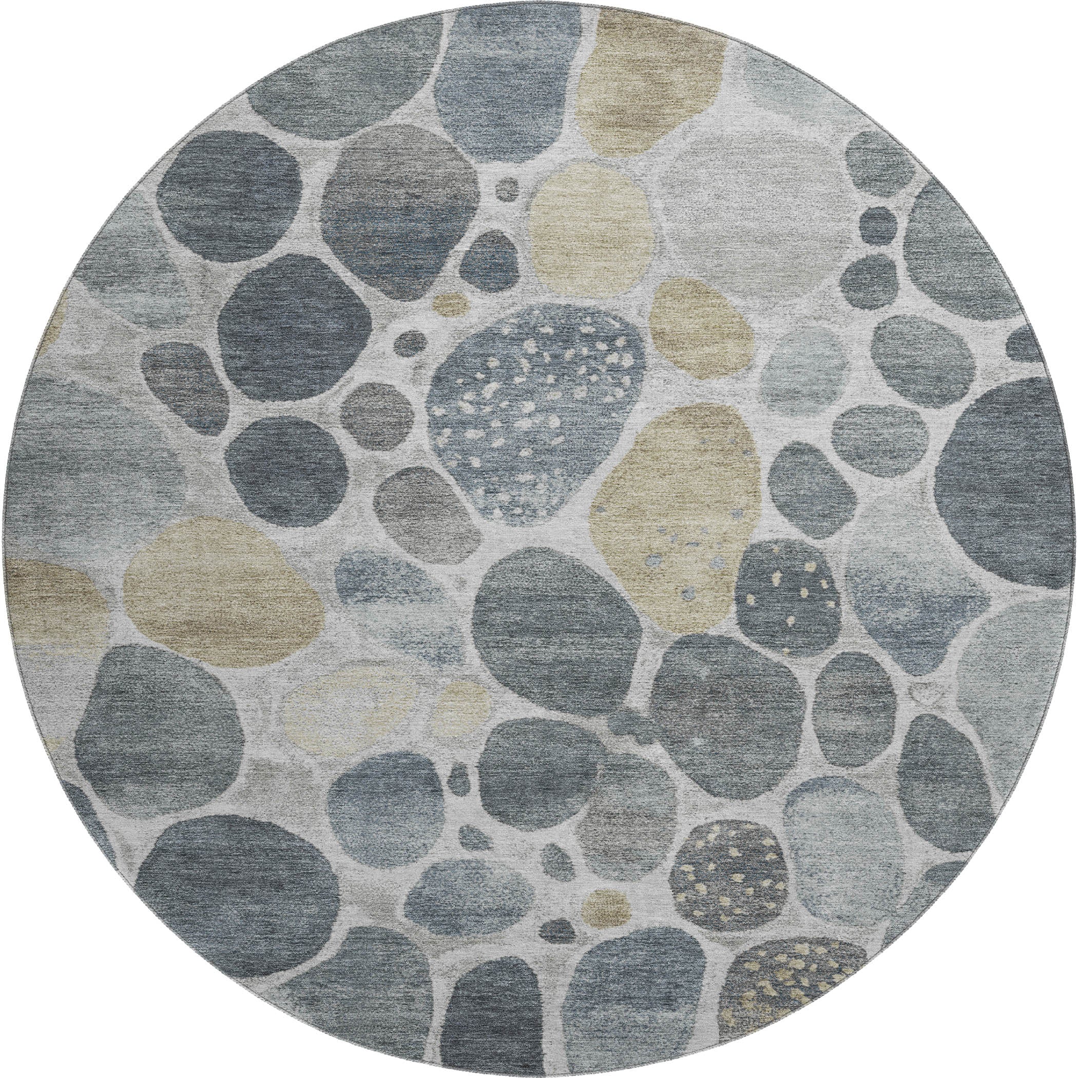 Ghent Machine Washable Transitional Pewter Gray Rug 8' x 8' #shape_Round