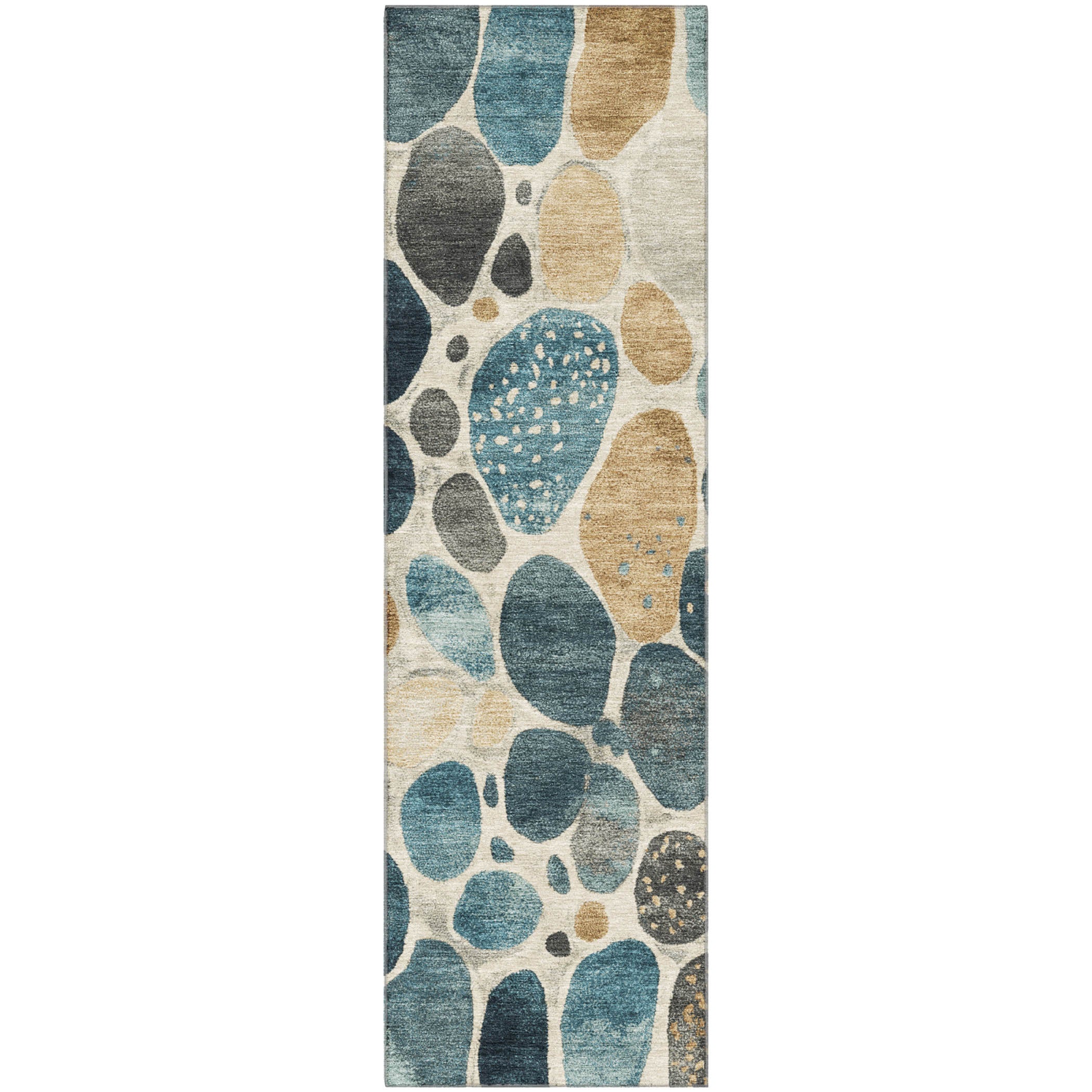 Ghent Machine Washable Transitional Teal Rug 2'3" x 7'6" #shape_Runner