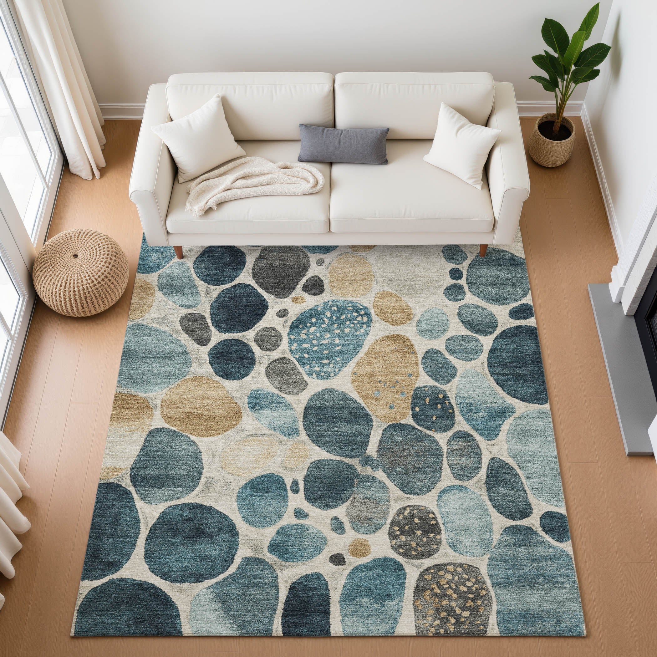 Ghent Machine Washable Transitional Teal Rug 2'6" x 3'10" #shape_Rectangle