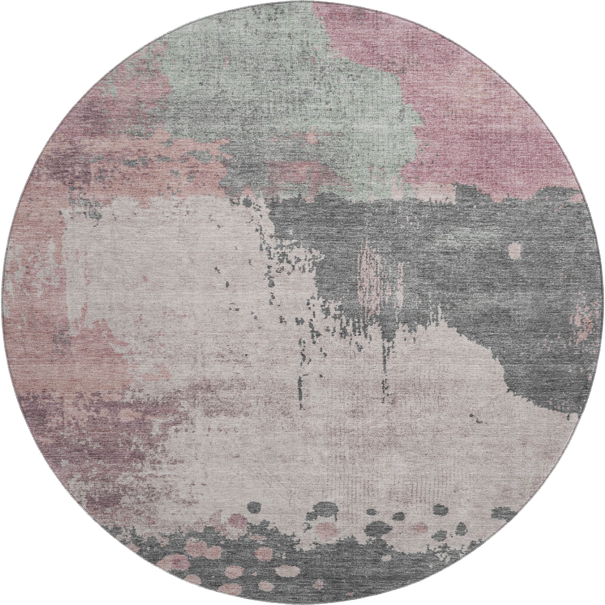 Seville Machine Washable Transitional Blush Pink Rug 8' x 8' #shape_Round