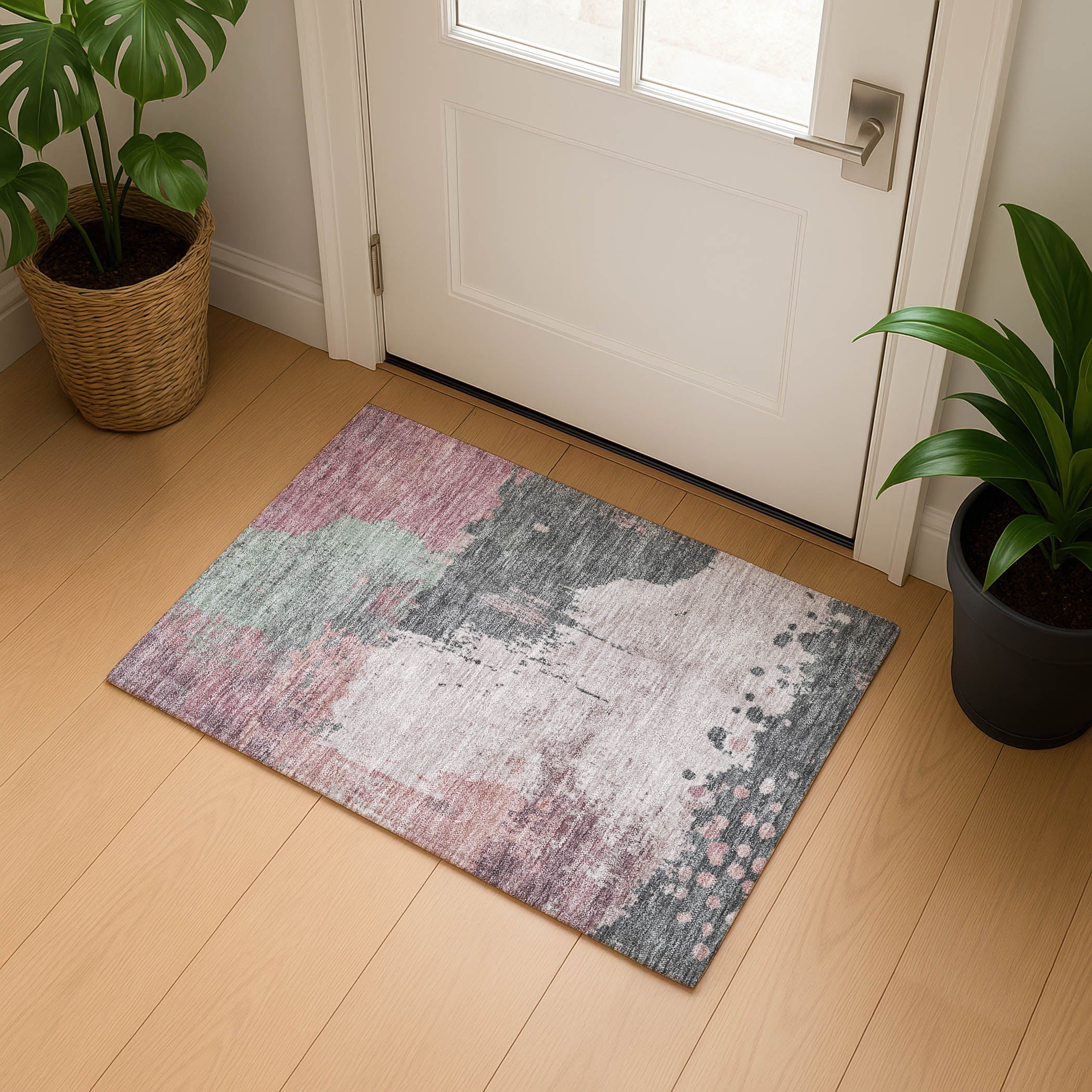 Seville Machine Washable Transitional Blush Pink Rug 1'8" x 2'6" #shape_Rectangle