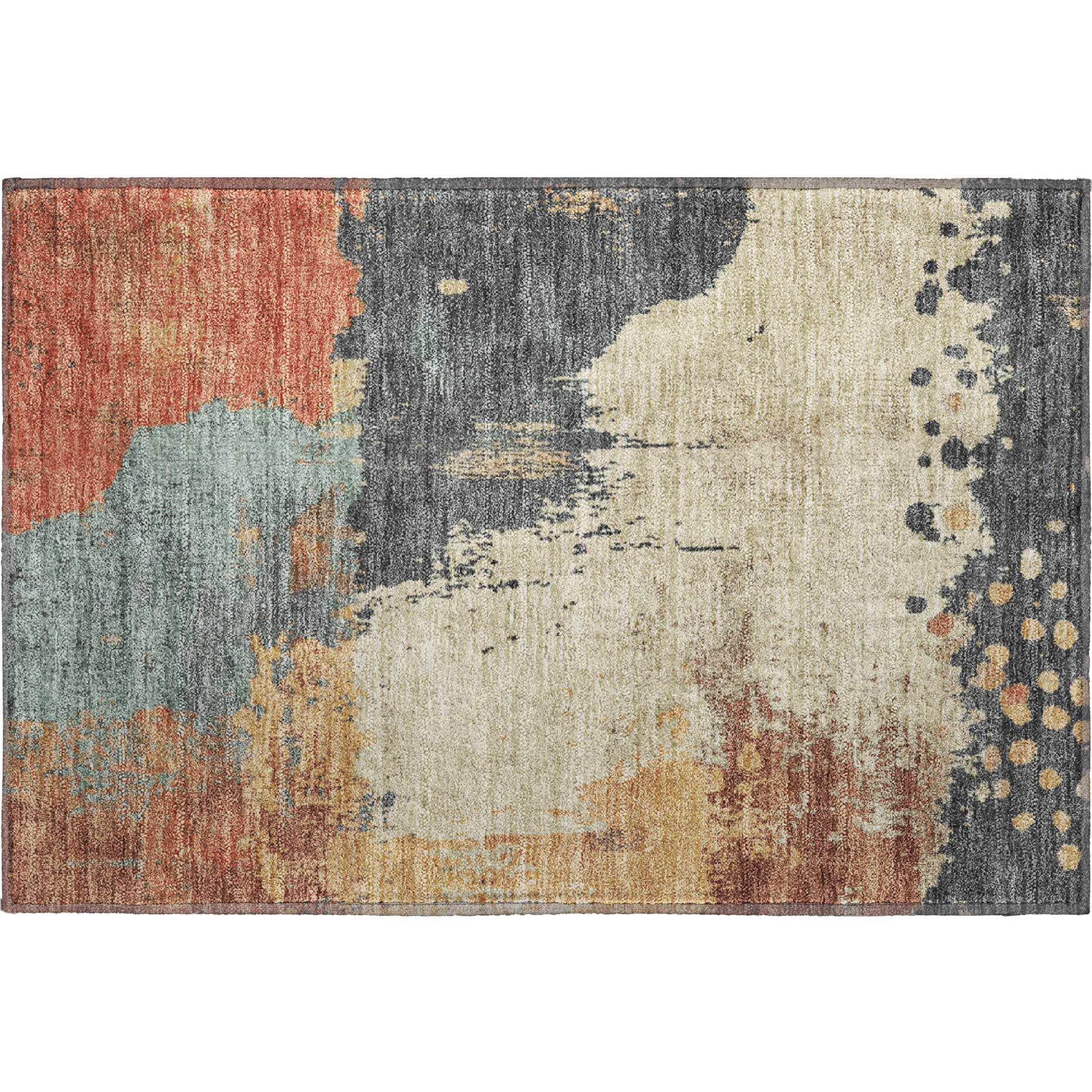 Seville Machine Washable Transitional Paprika Orange Rug 1'8" x 2'6" #shape_Rectangle