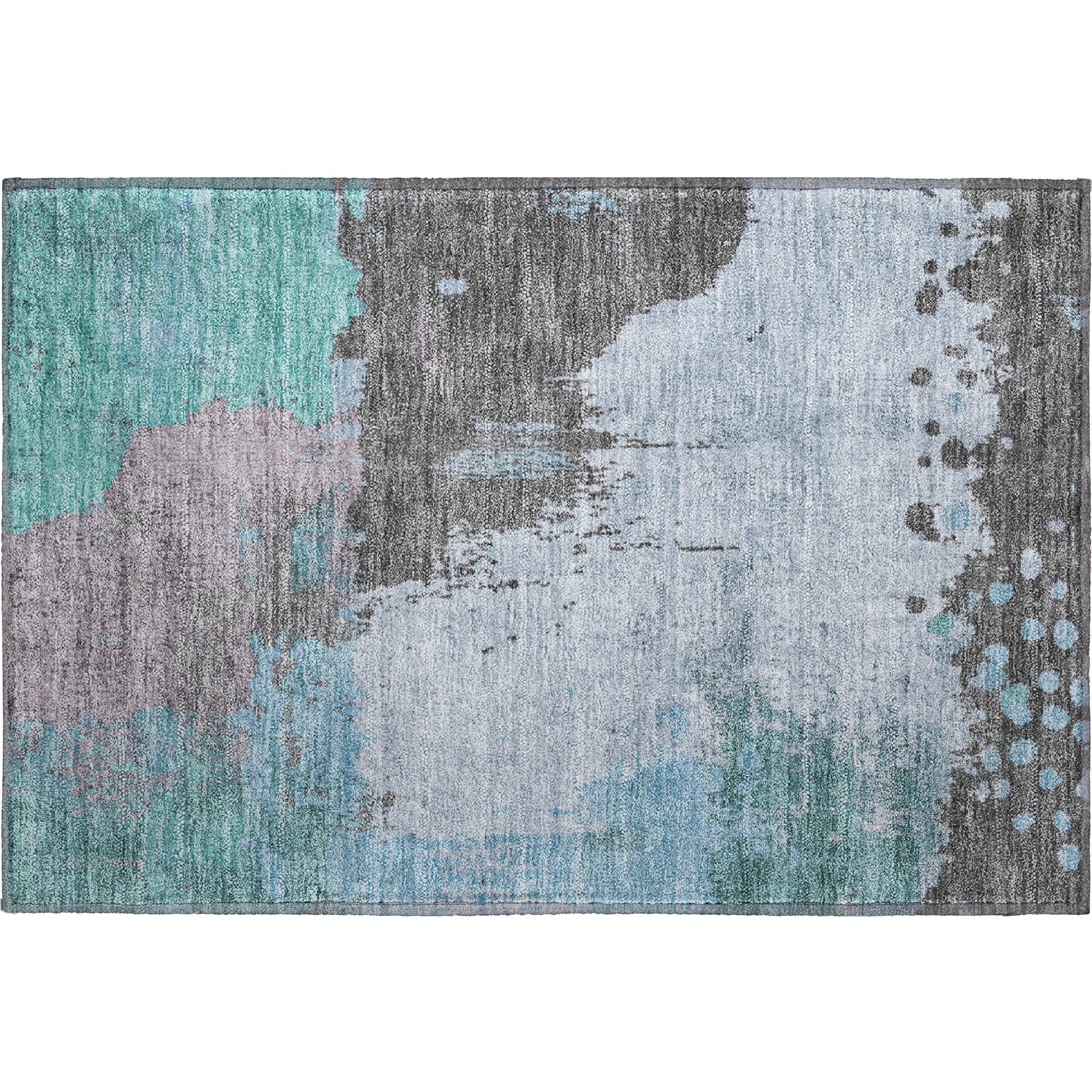 Seville Machine Washable Transitional Teal Rug 1'8" x 2'6" #shape_Rectangle