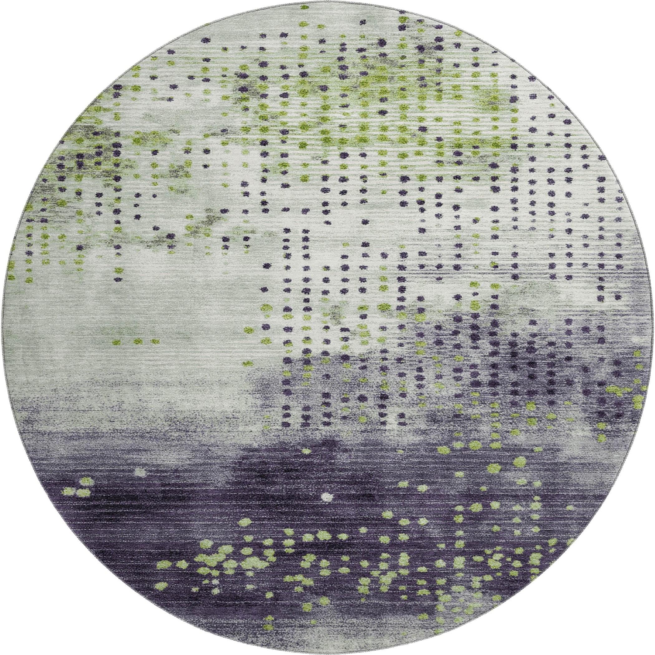 Salzburg Machine Washable Transitional Aloe Green Rug 8' x 8' #shape_Round