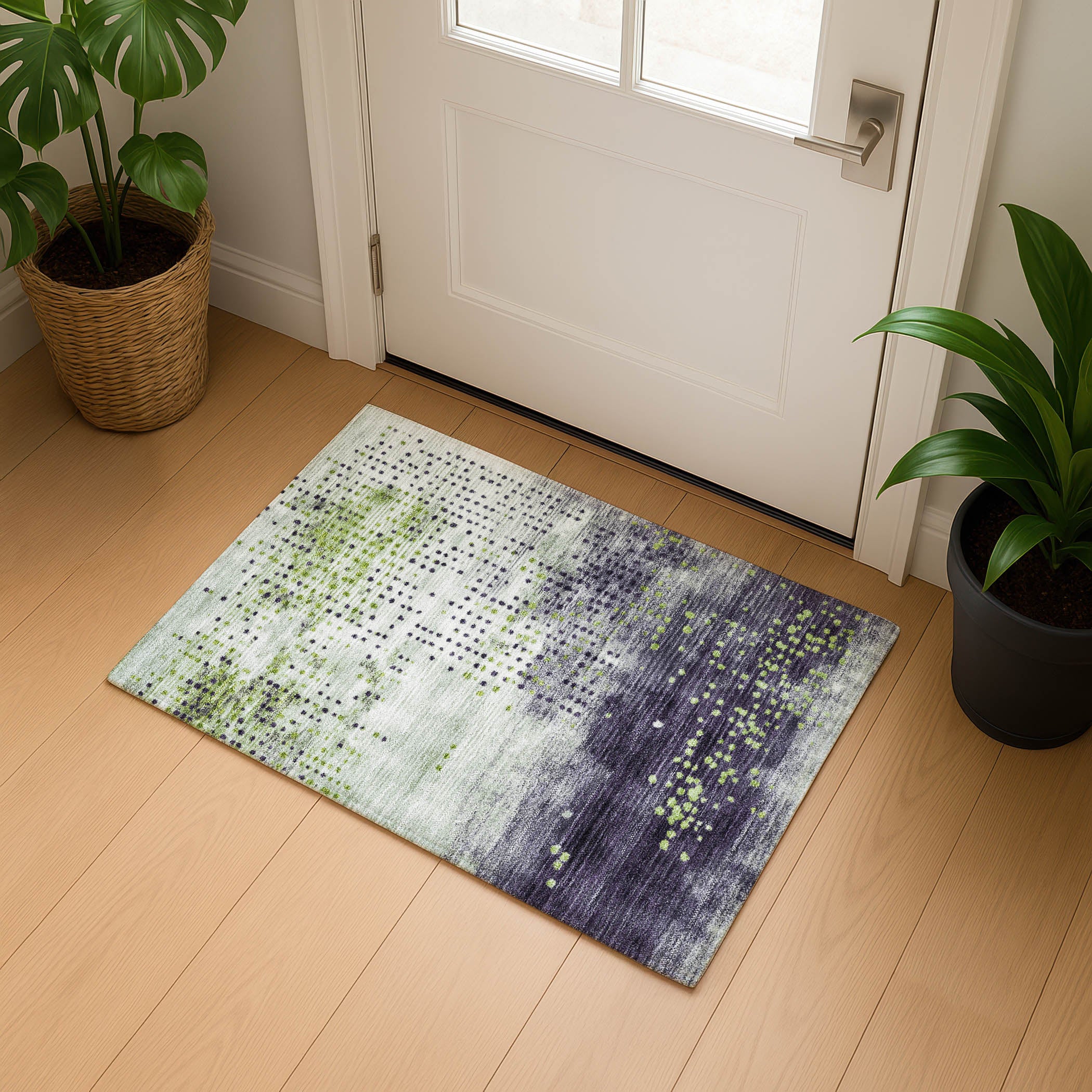 Salzburg Machine Washable Transitional Aloe Green Rug 1'8" x 2'6" #shape_Rectangle