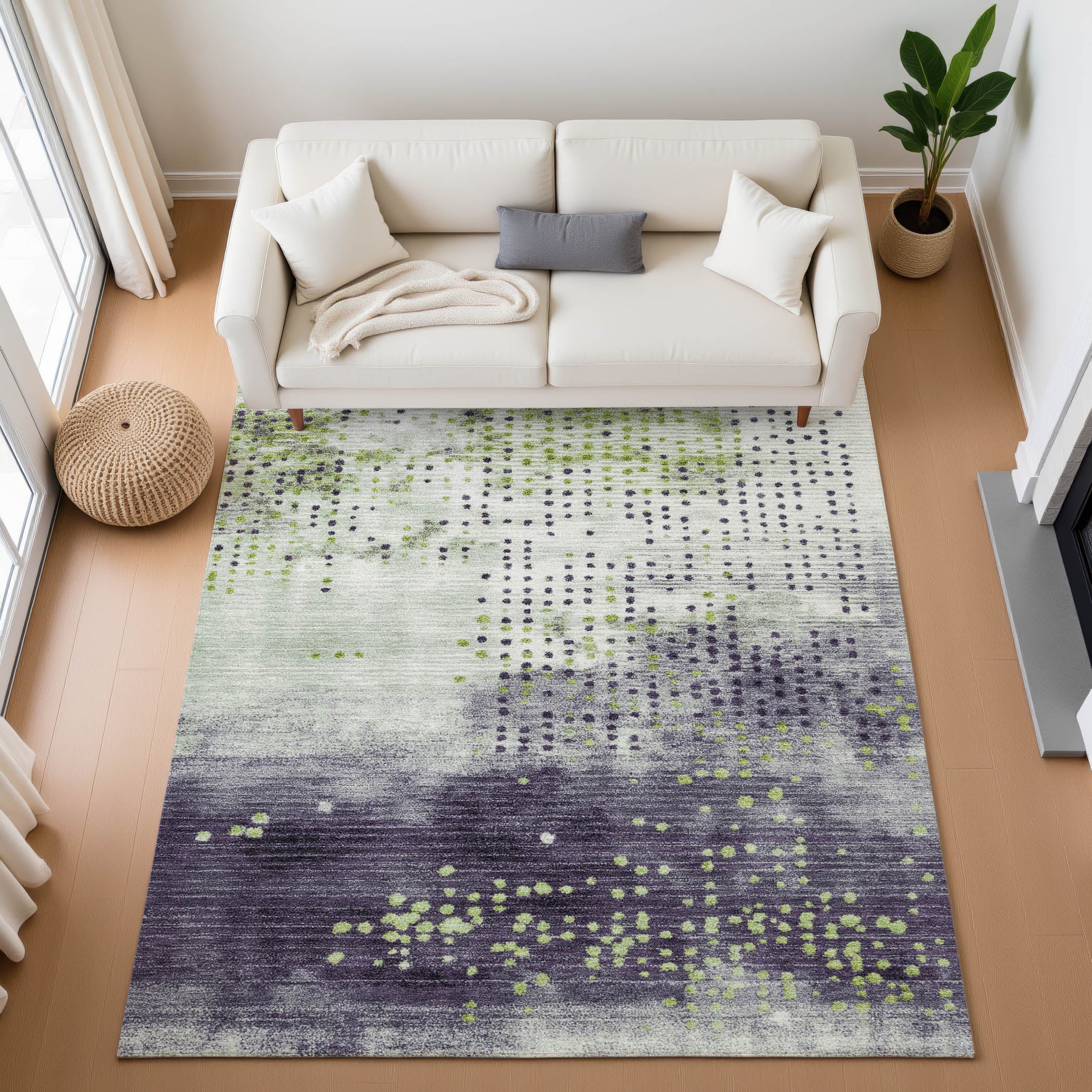 Salzburg Machine Washable Transitional Aloe Green Rug 2'6" x 3'10" #shape_Rectangle