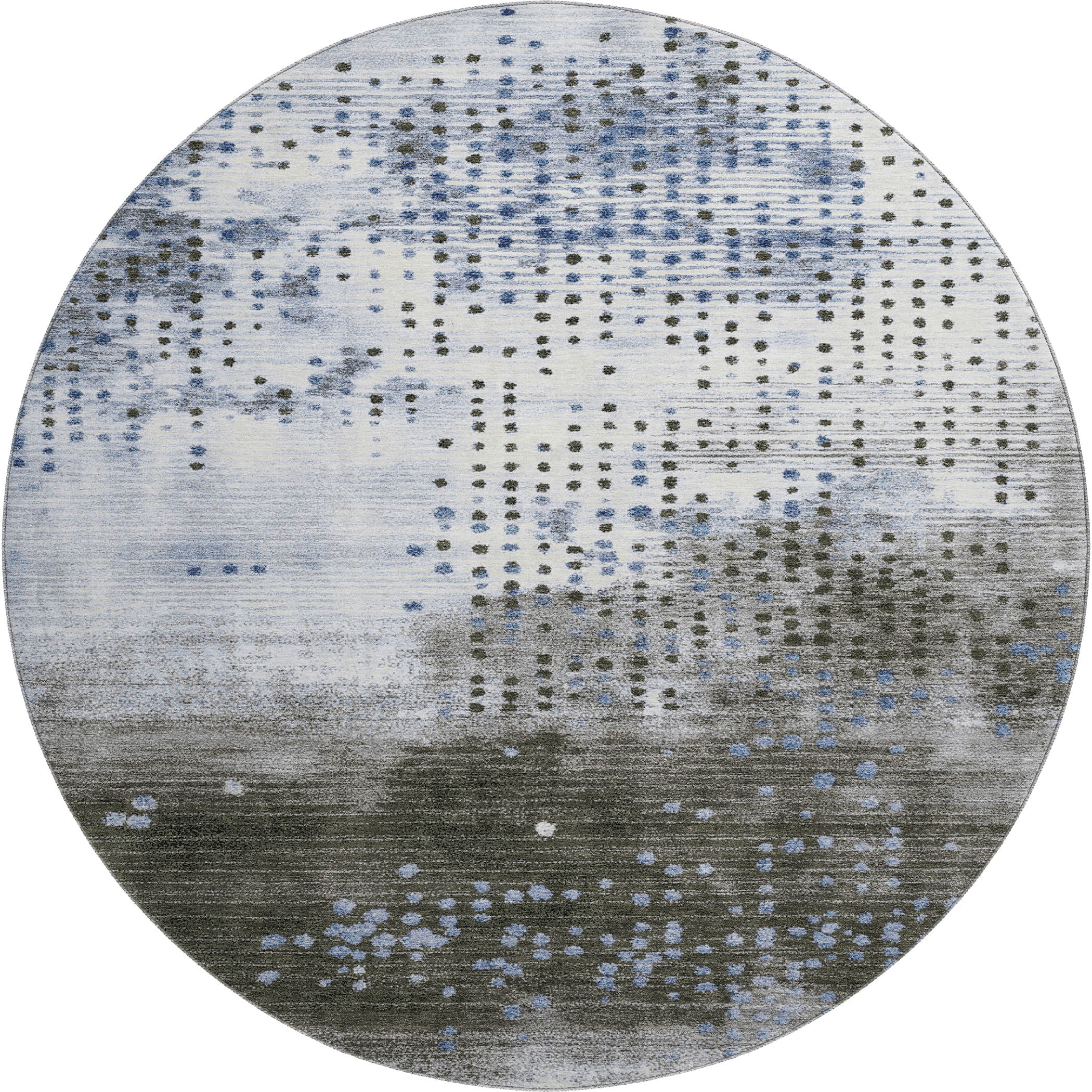 Salzburg Machine Washable Transitional Denim Blue Rug 8' x 8' #shape_Round