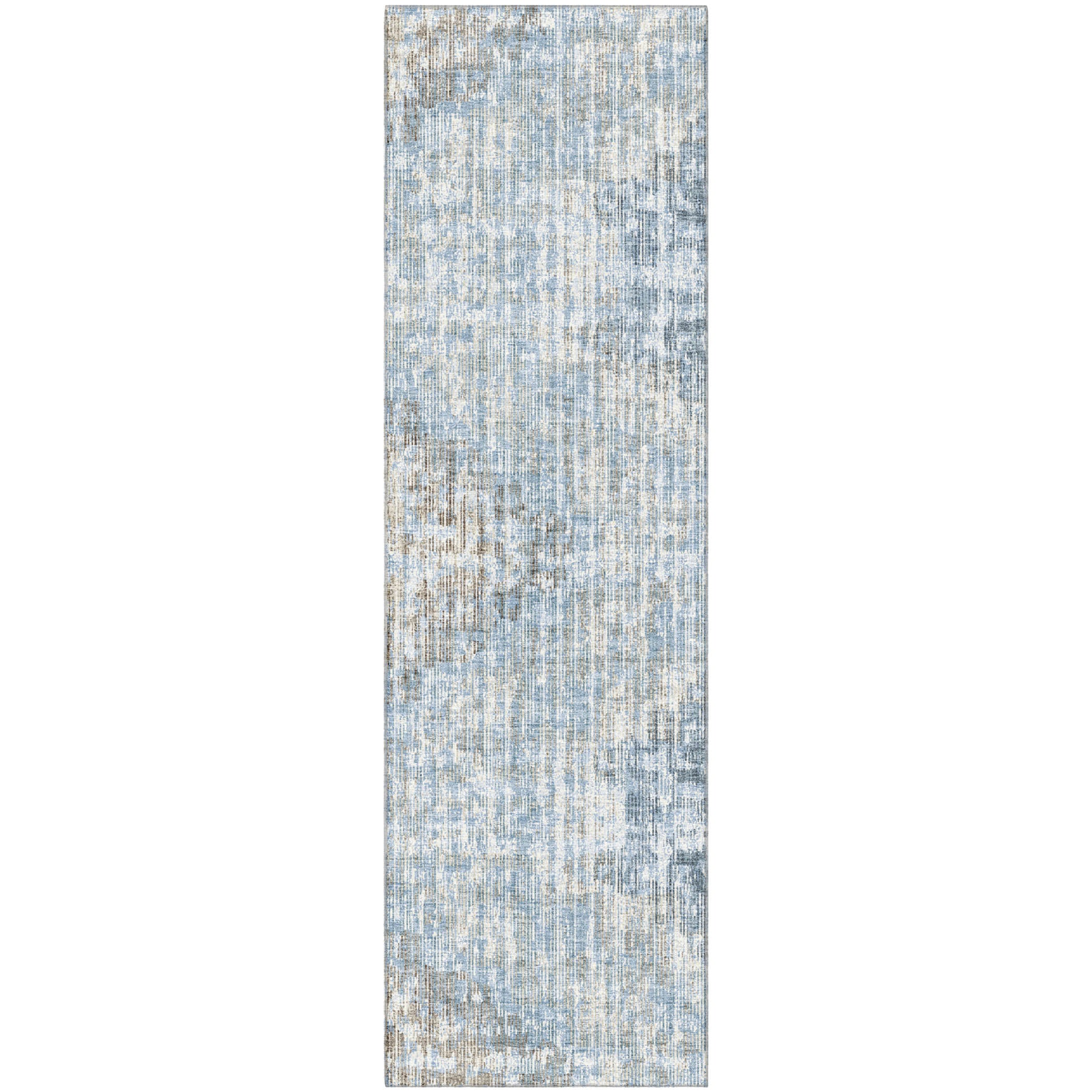 Kyoto Machine Washable Transitional Denim Blue Rug 2'3" x 7'6" #shape_Runner
