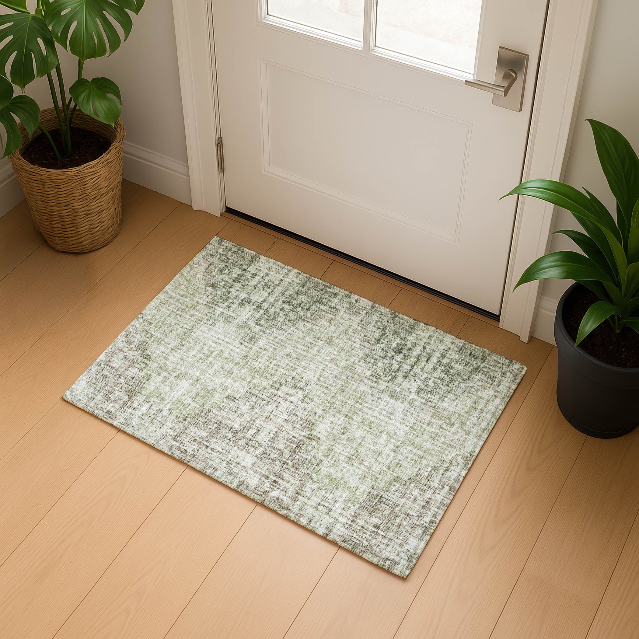 Kyoto Machine Washable Transitional Fern Green Rug 1'8" x 2'6" #shape_Rectangle