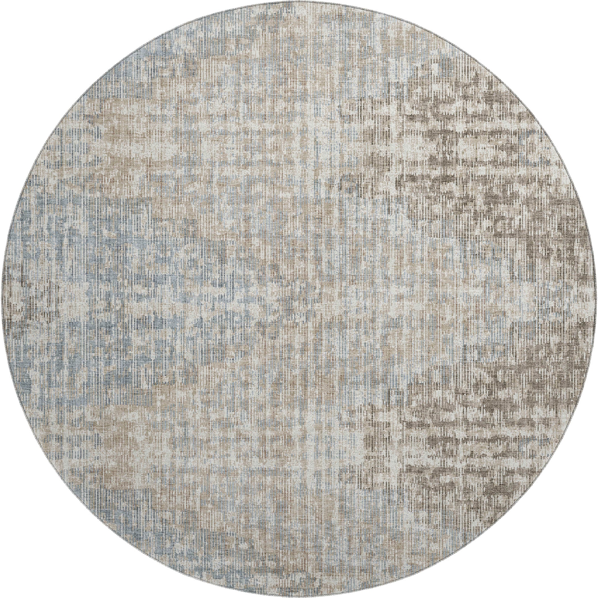 Kyoto Machine Washable Transitional Putty Ivory Rug 8' x 8' #shape_Round