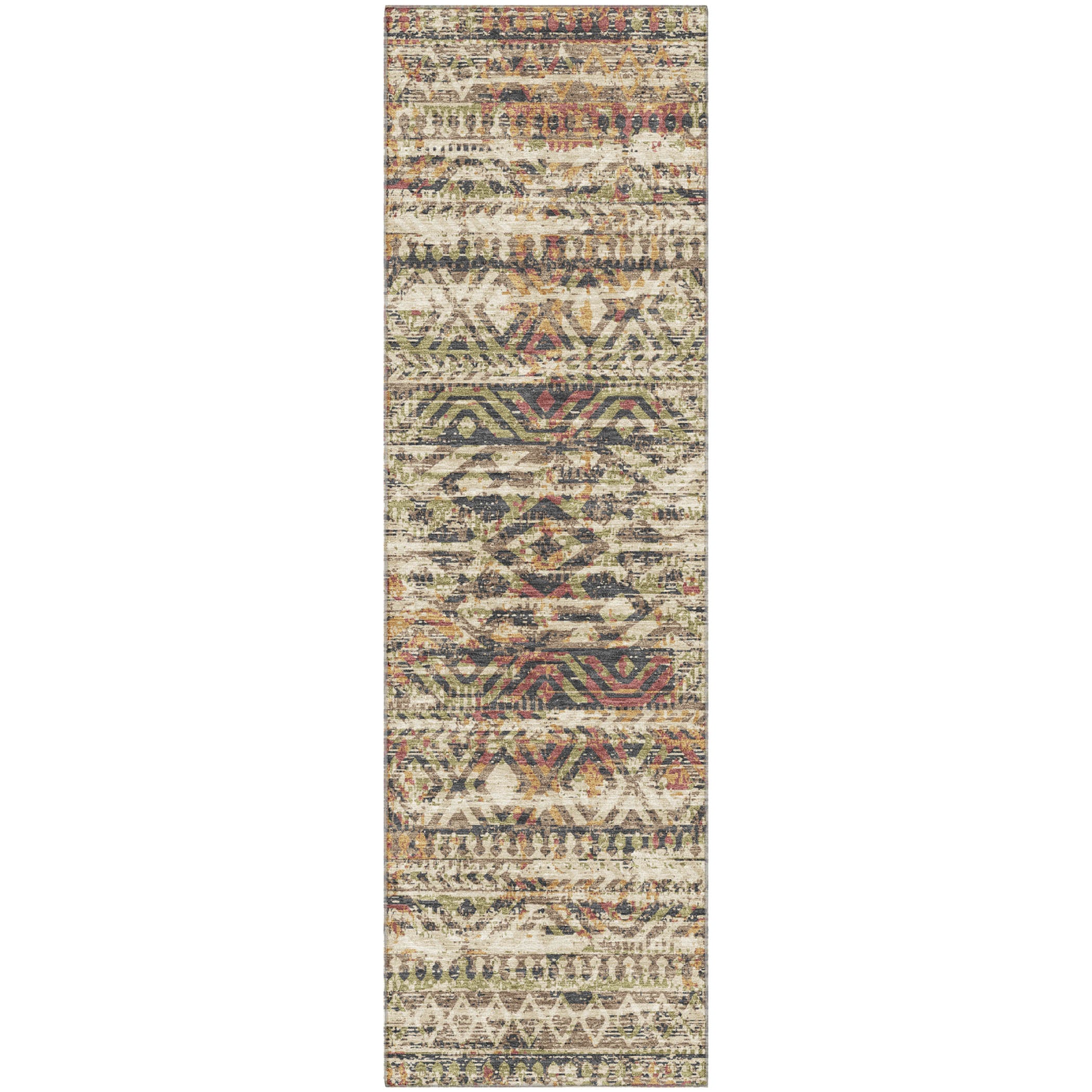 Athens Machine Washable Transitional Beige Brown Rug 2'3" x 7'6" #shape_Runner