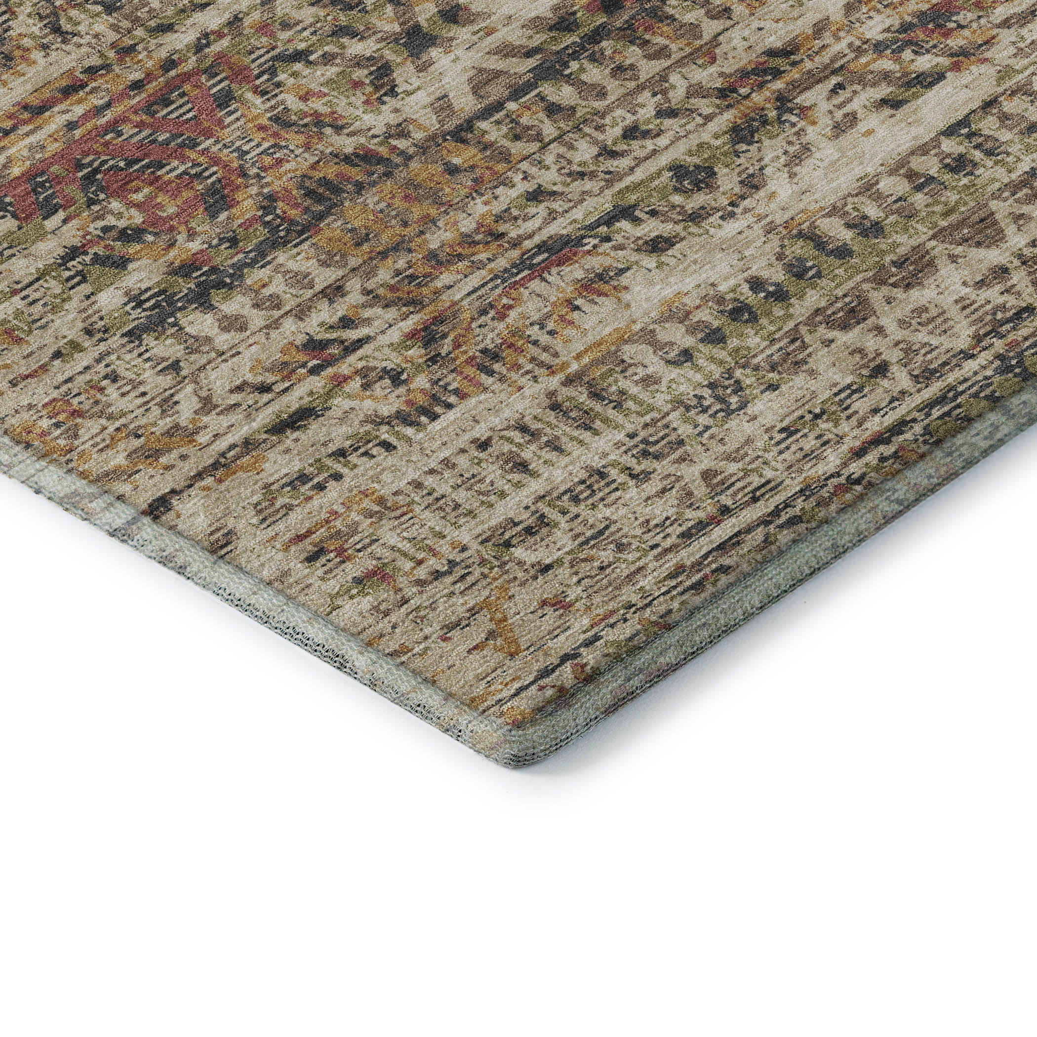 Athens Machine Washable Transitional Beige Brown Rug 1'8" x 2'6" #shape_Rectangle