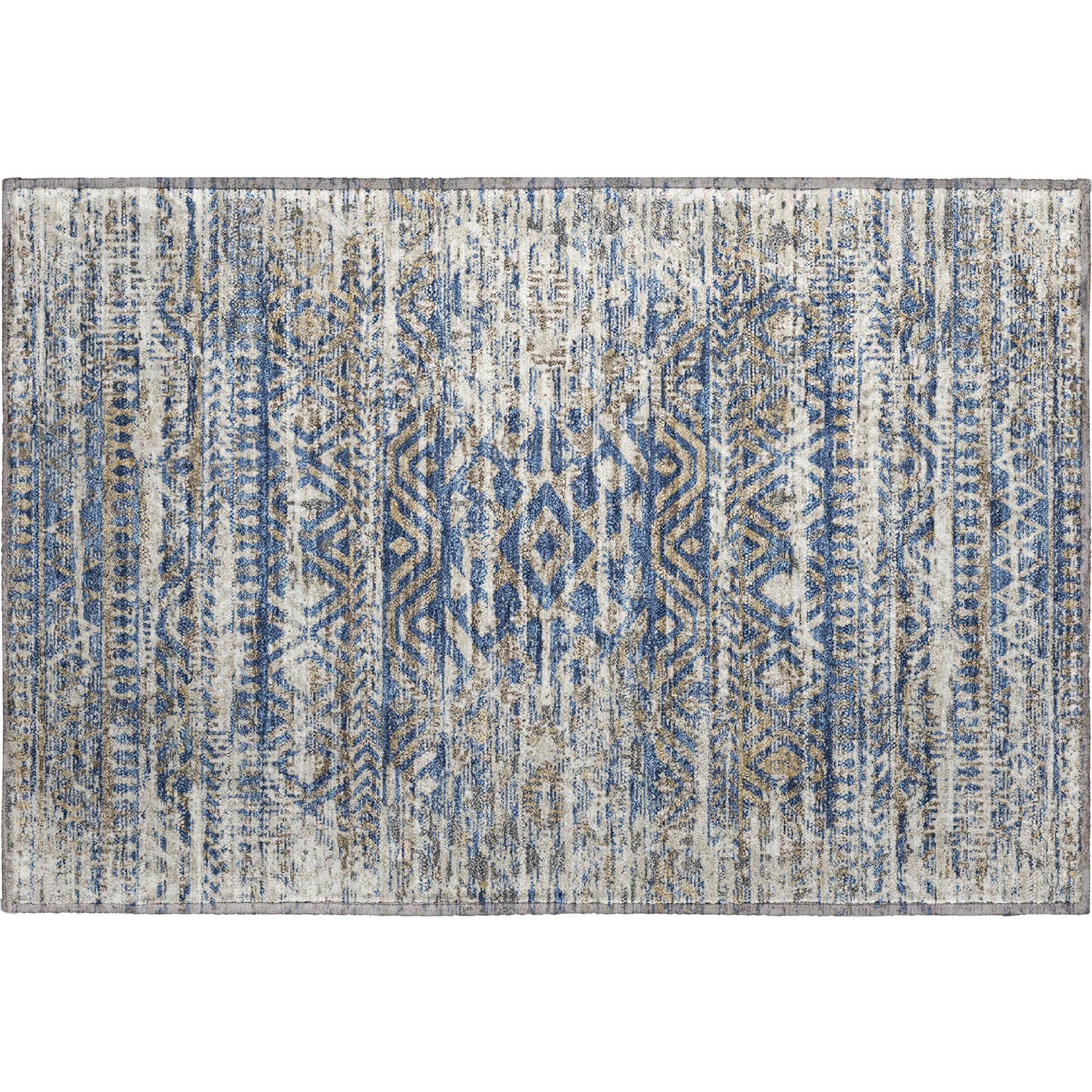 Athens Machine Washable Transitional Blue Rug 1'8" x 2'6" #shape_Rectangle