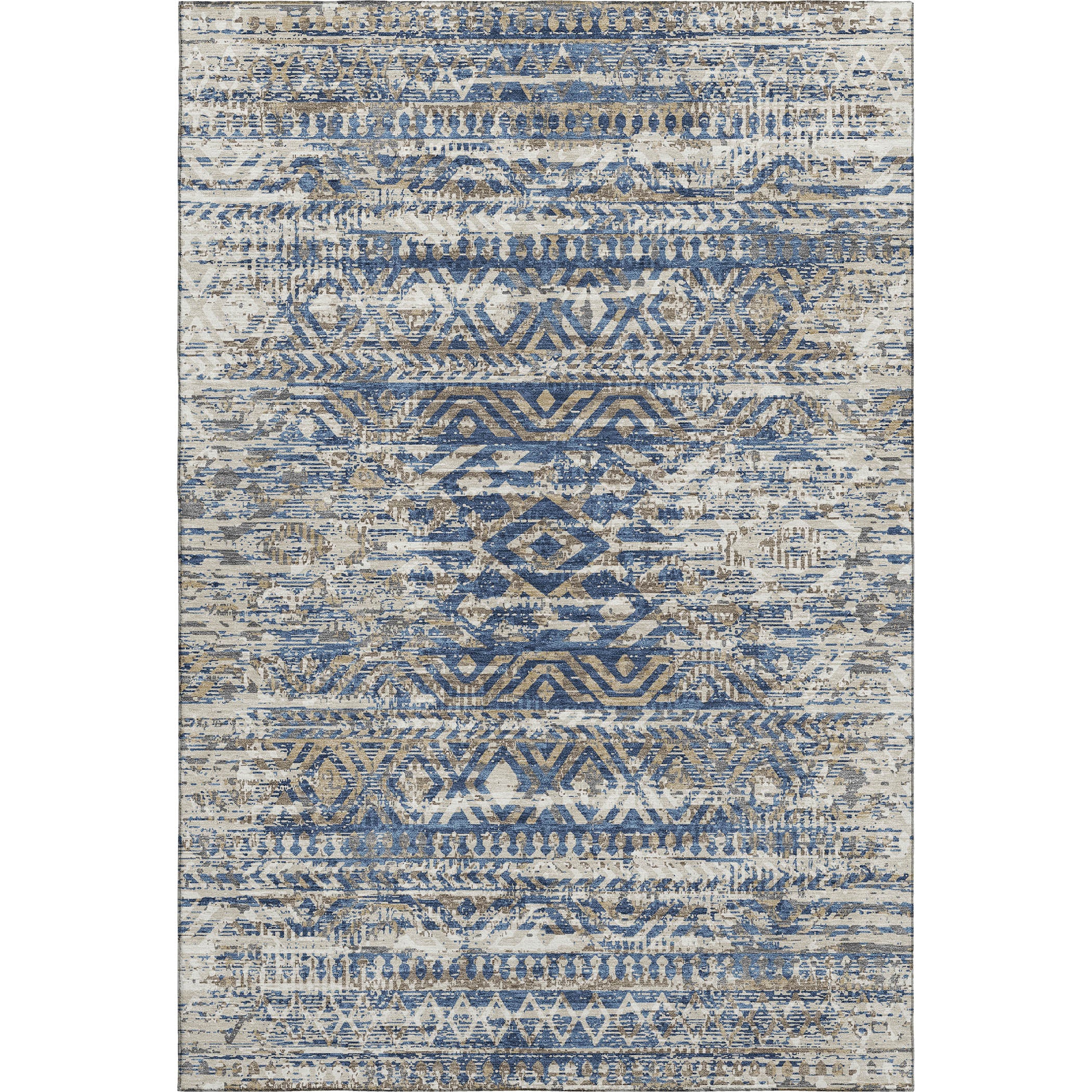 Athens Machine Washable Transitional Blue Rug 2'6" x 3'10" #shape_Rectangle