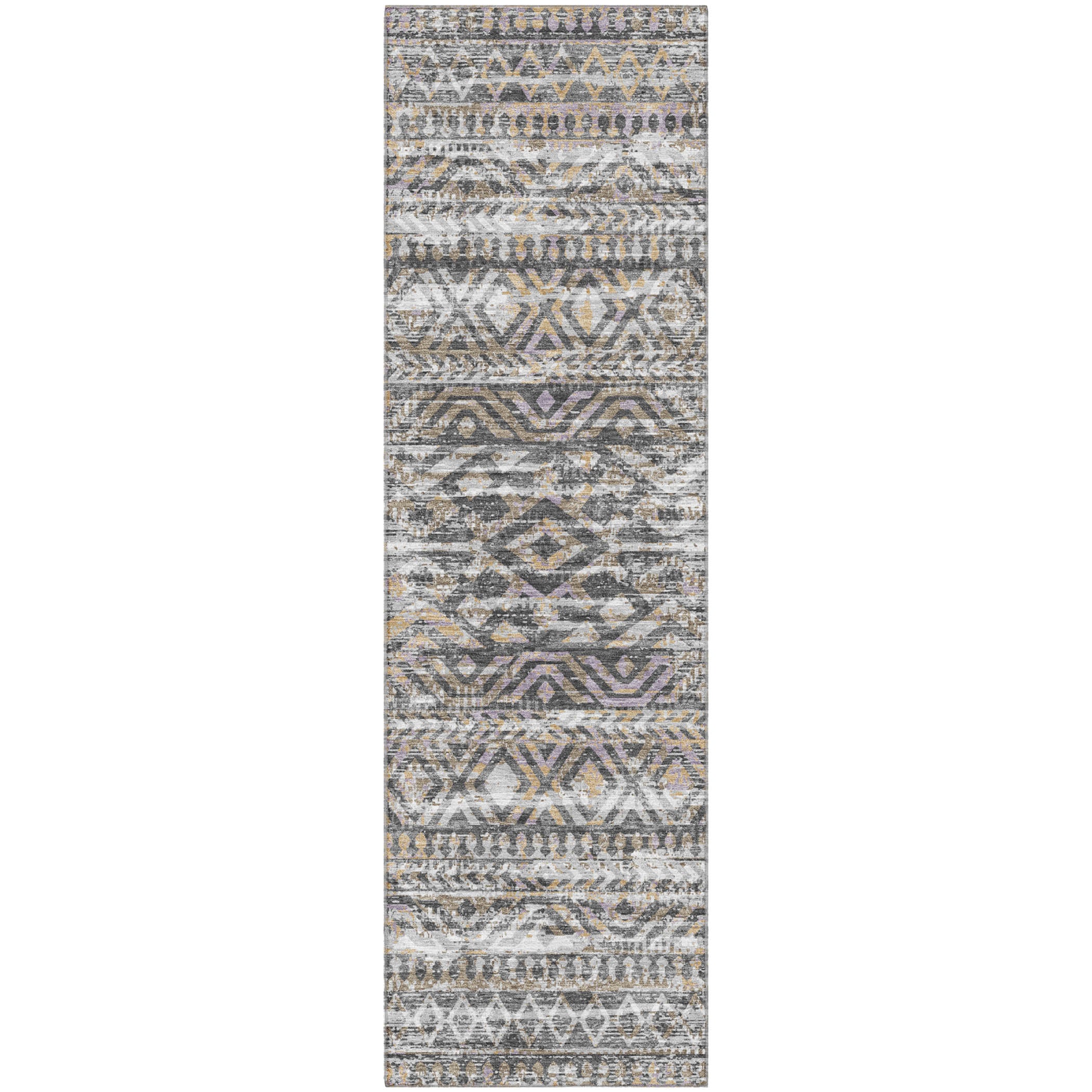 Athens Machine Washable Transitional Gray Rug 2'3" x 7'6" #shape_Runner