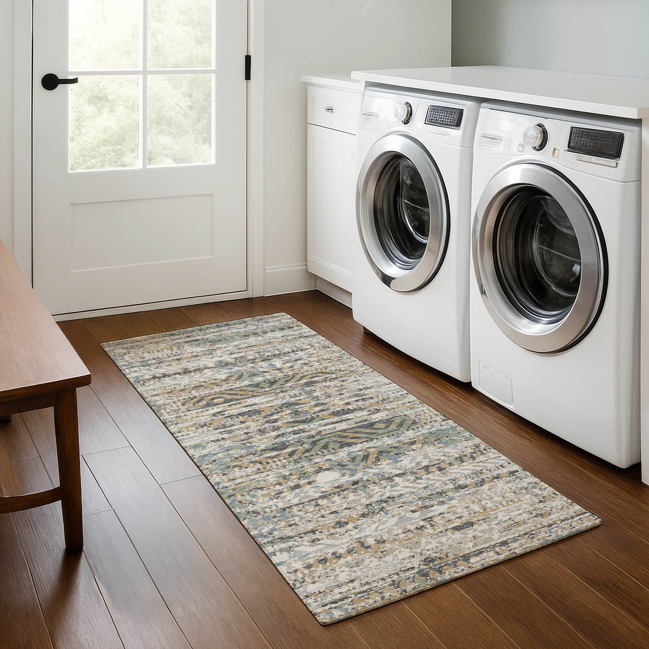 Athens Machine Washable Transitional Ivory Rug 2'3" x 7'6" #shape_Runner
