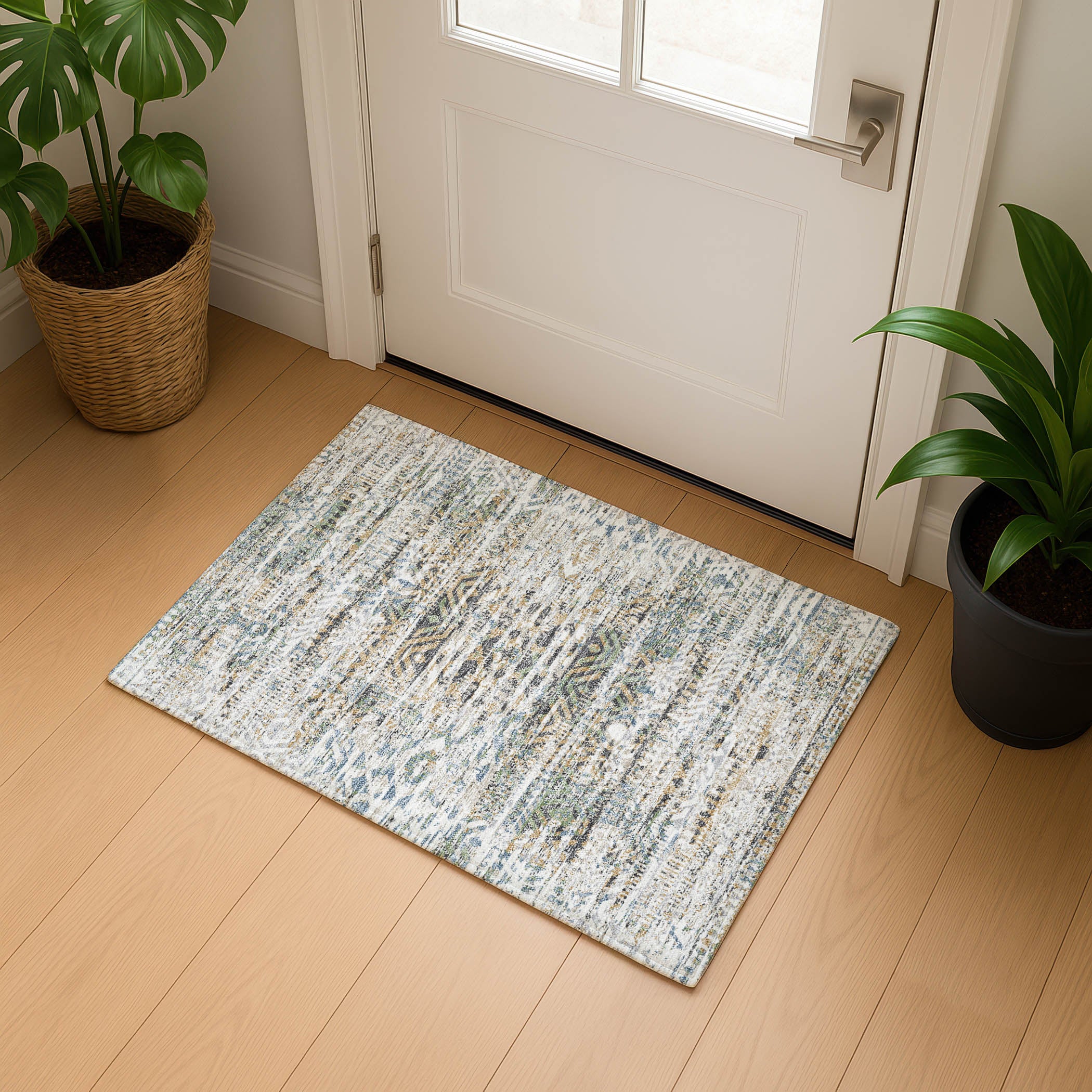 Athens Machine Washable Transitional Ivory Rug 1'8" x 2'6" #shape_Rectangle