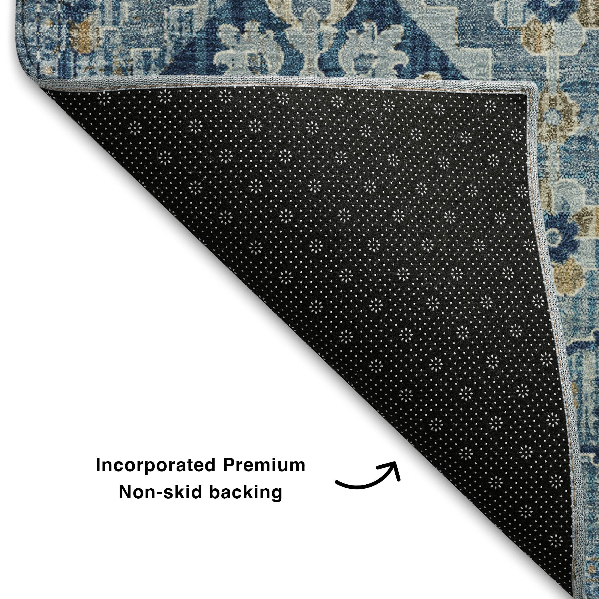 Valletta Machine Washable Traditional Denim Blue Rug 1'8" x 2'6" #shape_Rectangle