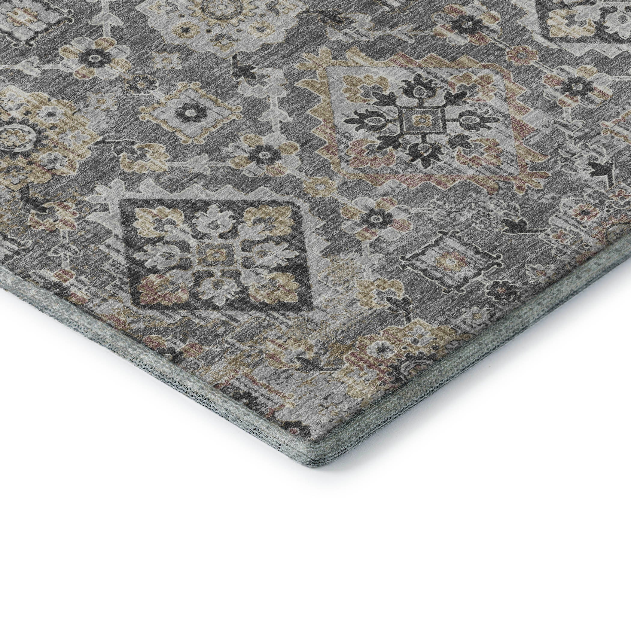 Valletta Machine Washable Traditional Gray Rug 1'8" x 2'6" #shape_Rectangle