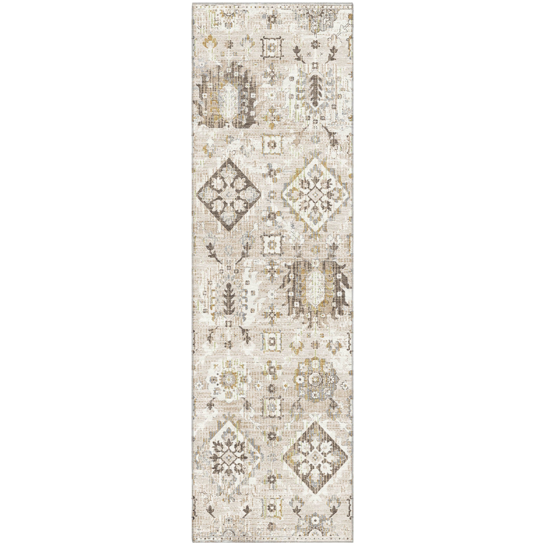Valletta Machine Washable Traditional Linen Ivory Rug 2'3" x 7'6" #shape_Runner