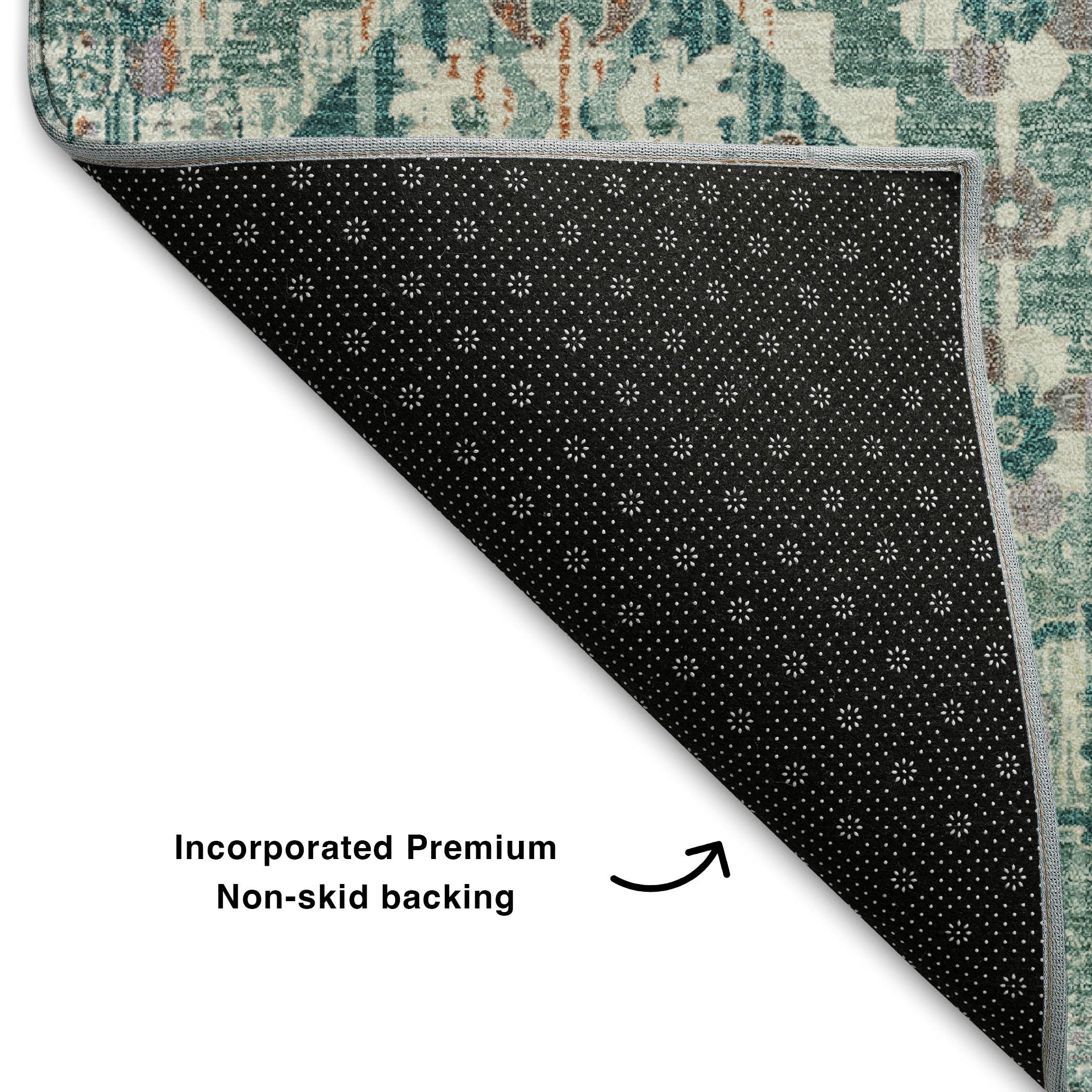 Valletta Machine Washable Traditional Seafoam Blue Rug 1'8" x 2'6" #shape_Rectangle