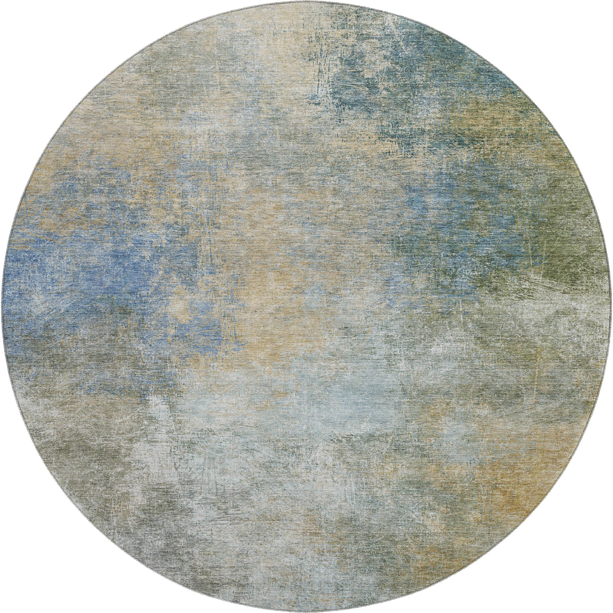 Bergen Machine Washable Transitional Khaki Brown Rug 8' x 8' #shape_Round