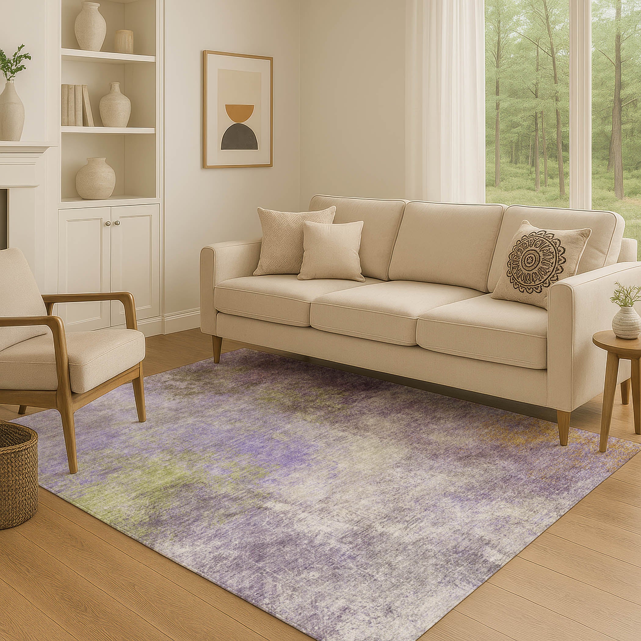 Bergen Machine Washable Transitional Purple Rug 2'6" x 3'10" #shape_Rectangle