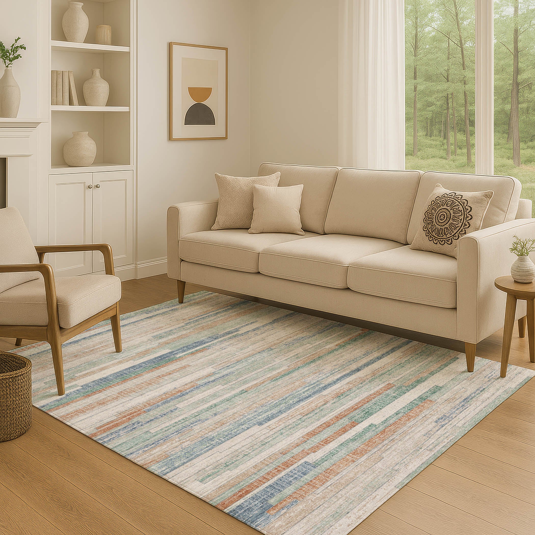 Seville Machine Washable Transitional Linen Ivory Rug 2'6" x 3'10" #shape_Rectangle