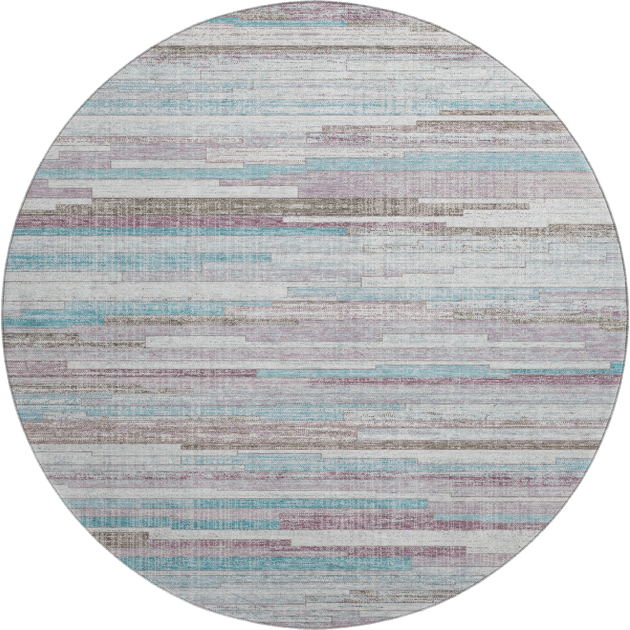 Seville Machine Washable Transitional Teal Rug 8' x 8' #shape_Round